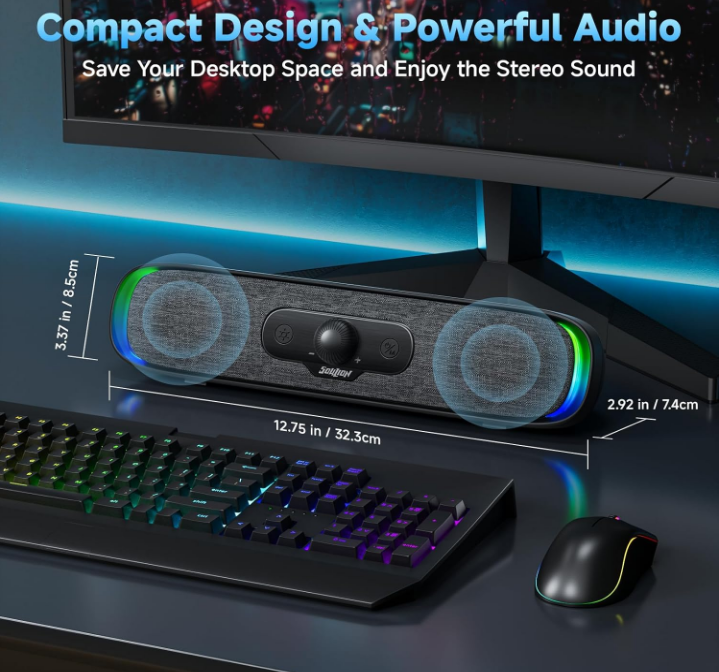 Soulion R200 Bluetooth Computer Speakers-Compact USB Powered LED Lights