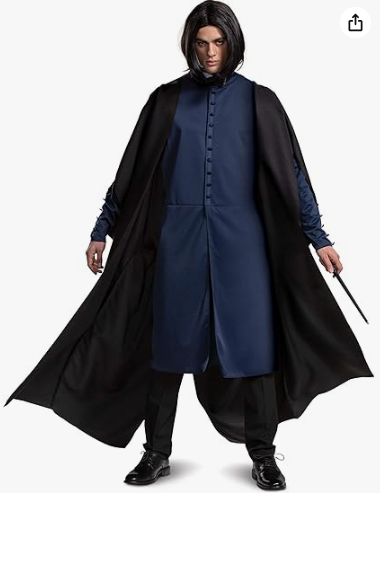 Disguise Men's Harry Potter Severus Snape Deluxe Adult Costume-Black&Blue XXL 50-52