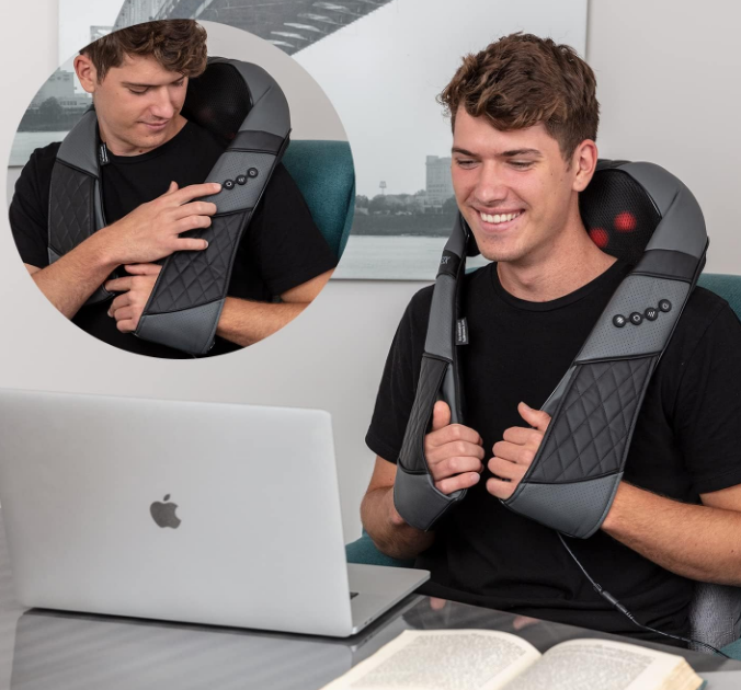 Deep Tissue Shiatsu Massager For Neck Back Shoulders Heat Grey/Black
