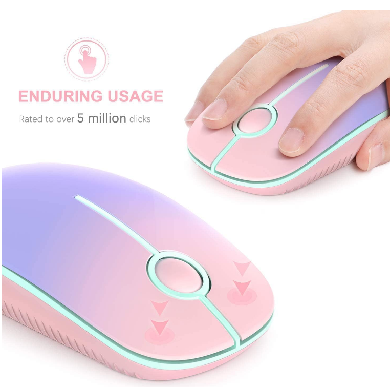 USB Wireless Mouse-Pink To Purple Plug & Play Silent Click Comfortable