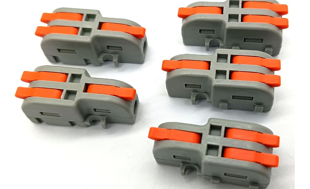 5 Wire Connectors Compact Lever Wire Nuts 1 In 2 Out 28-12 AWG Quick Connect