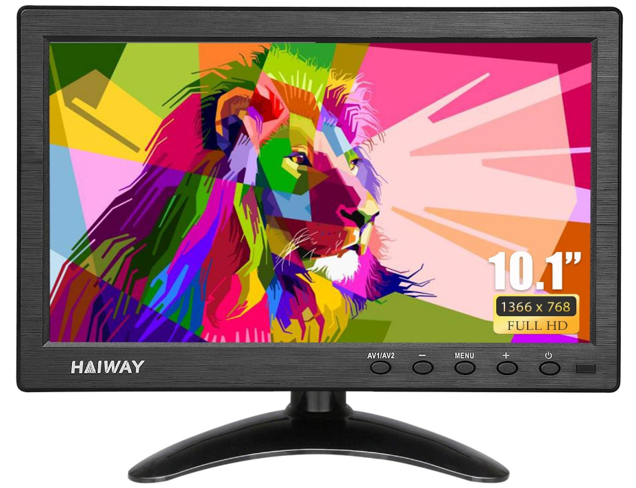 10.1 Inch Security Monitor, 1366x768 Resolution w/ Remote Control Built-in Speakers Gaming Monitor