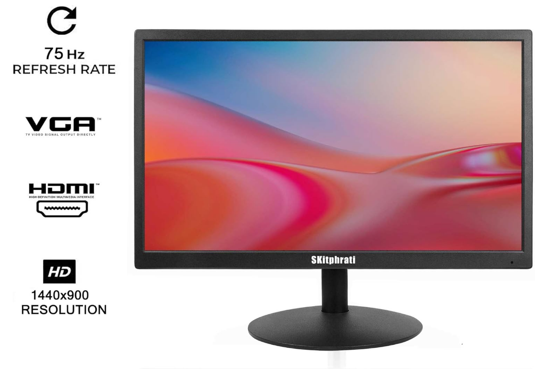17 Inch PC LED Monitor 1440x900 75Hz 16:10 Viewing Angle Stand Or Wall Mount