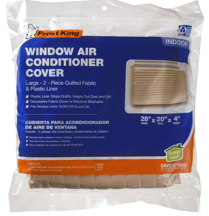 Frost King 2-Piece Quilted Indoor Air Conditioner Cover, Large, Fits Units Up To 20"x28"