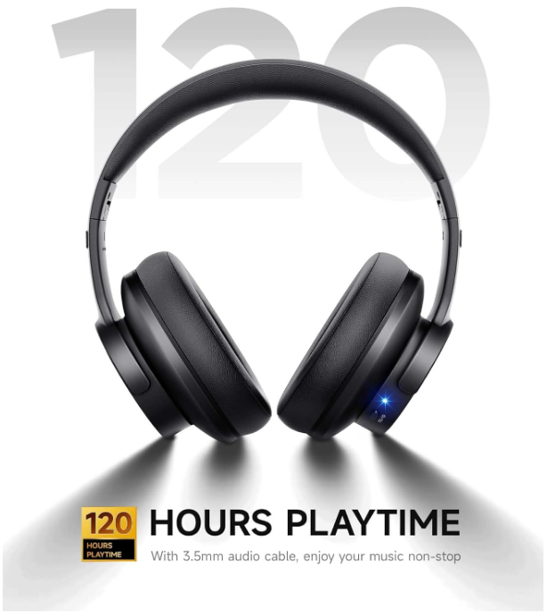 Picun B8 Bluetooth Headphones-Black 120H Playtime 3 EQ Modes Hands Free Calling