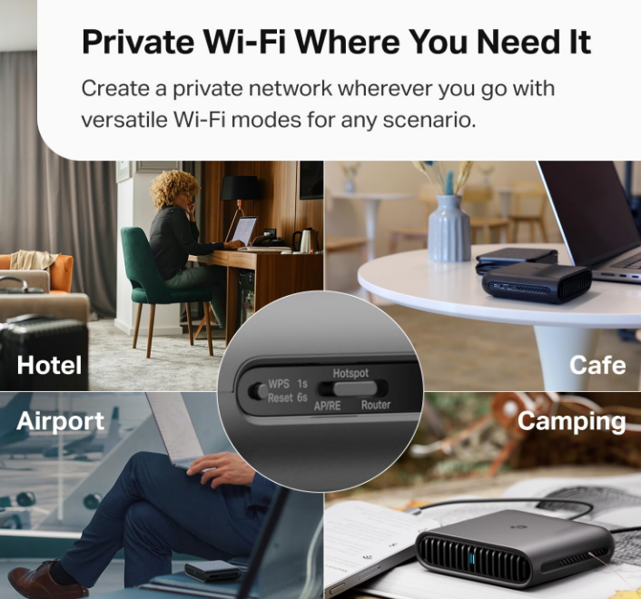 TP-Link Ultra-Portable WiFi 6 AX1500 Travel Router Tl-WR1502X USB-C Powered Tether App Powered