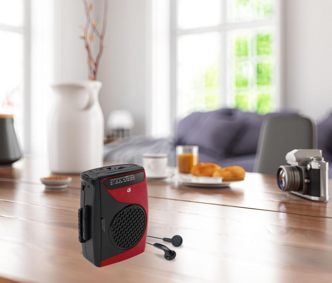 Portable Cassette & AM/FM Portable Player With Headphones & Built-in Speaker