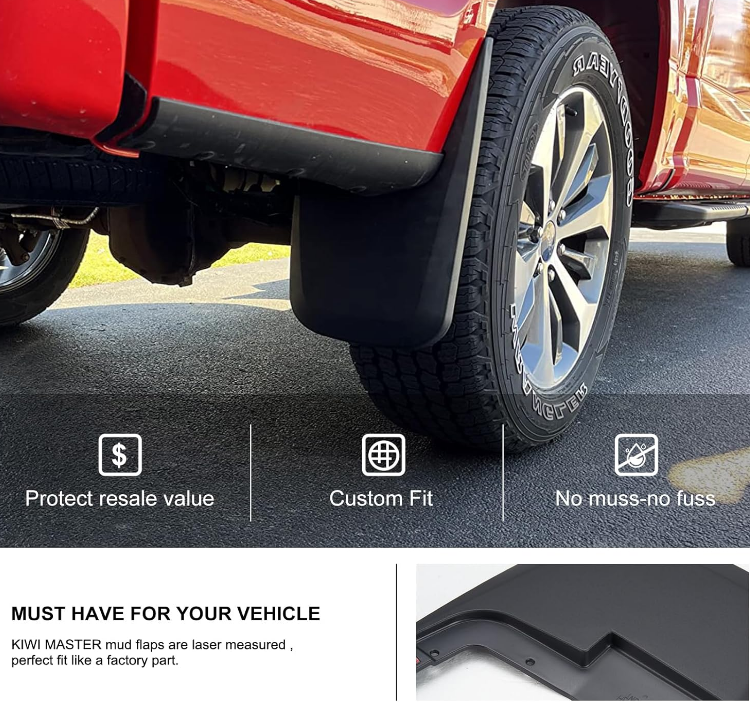 Front & Rear Mudflaps For 2015-2020 Ford F-150 Without OEM Fender Flares Hardware No Drill