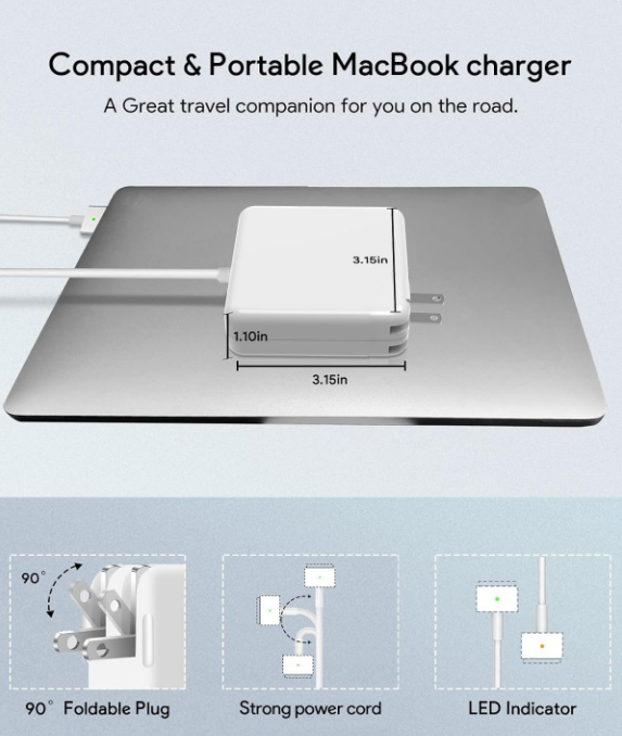 85W MacBook Pro Replacement Charger 2T-Tip Compatible MacBook Pro 13-15 Inch After Mid 2012
