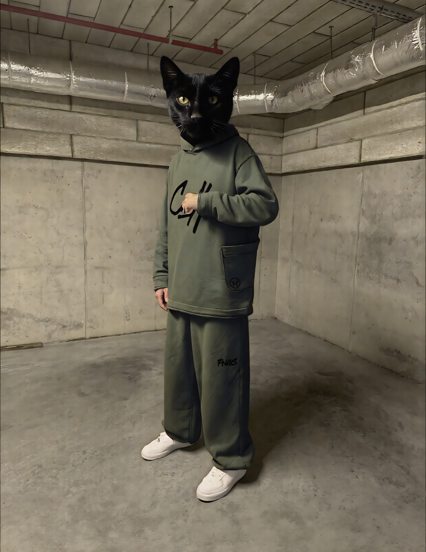 Olive Green Tracksuit "Black Puma"