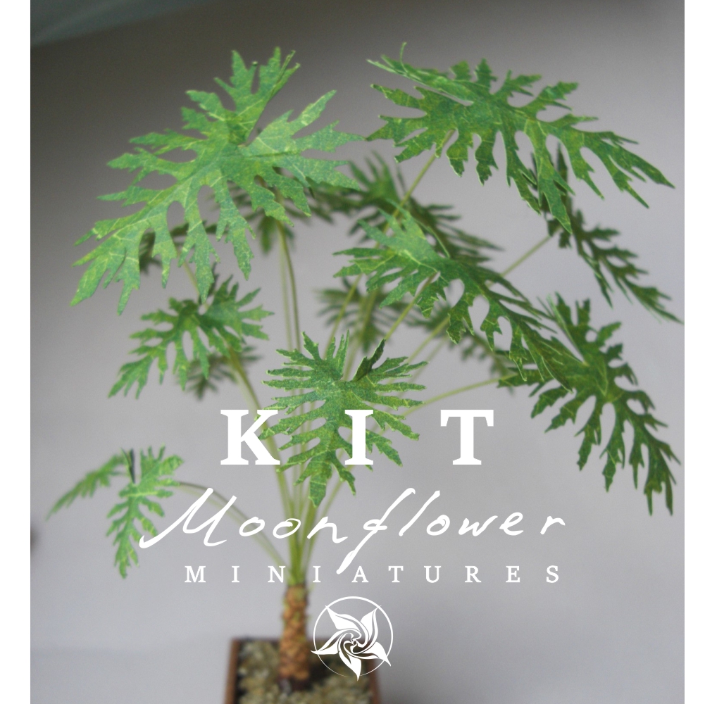 Miniature Philodendron Palm tree Kit 1:12, DIY fairy dollshouse