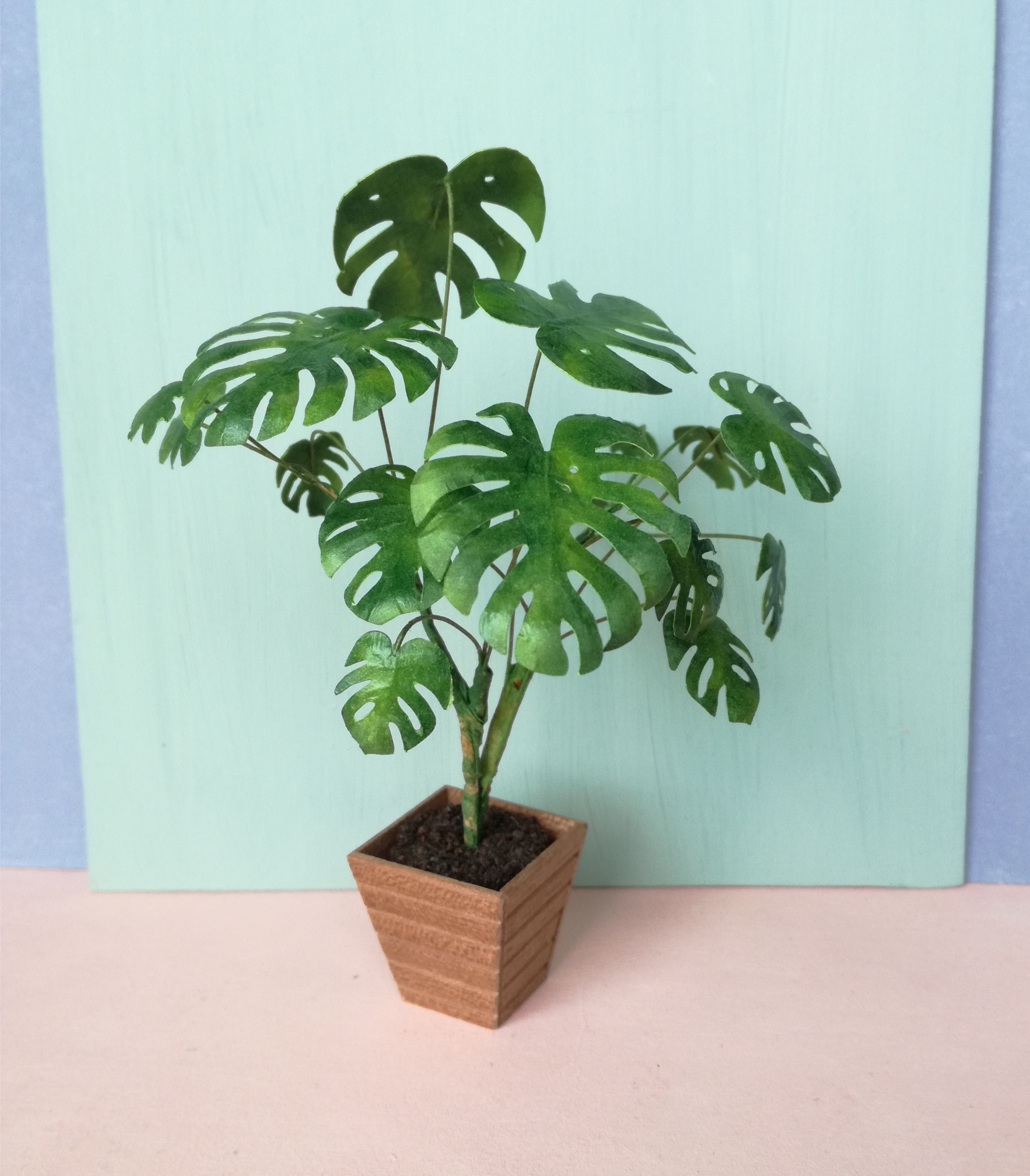Miniature Monstera palm tree  Kit 1:12, DIY fairy dollshouse