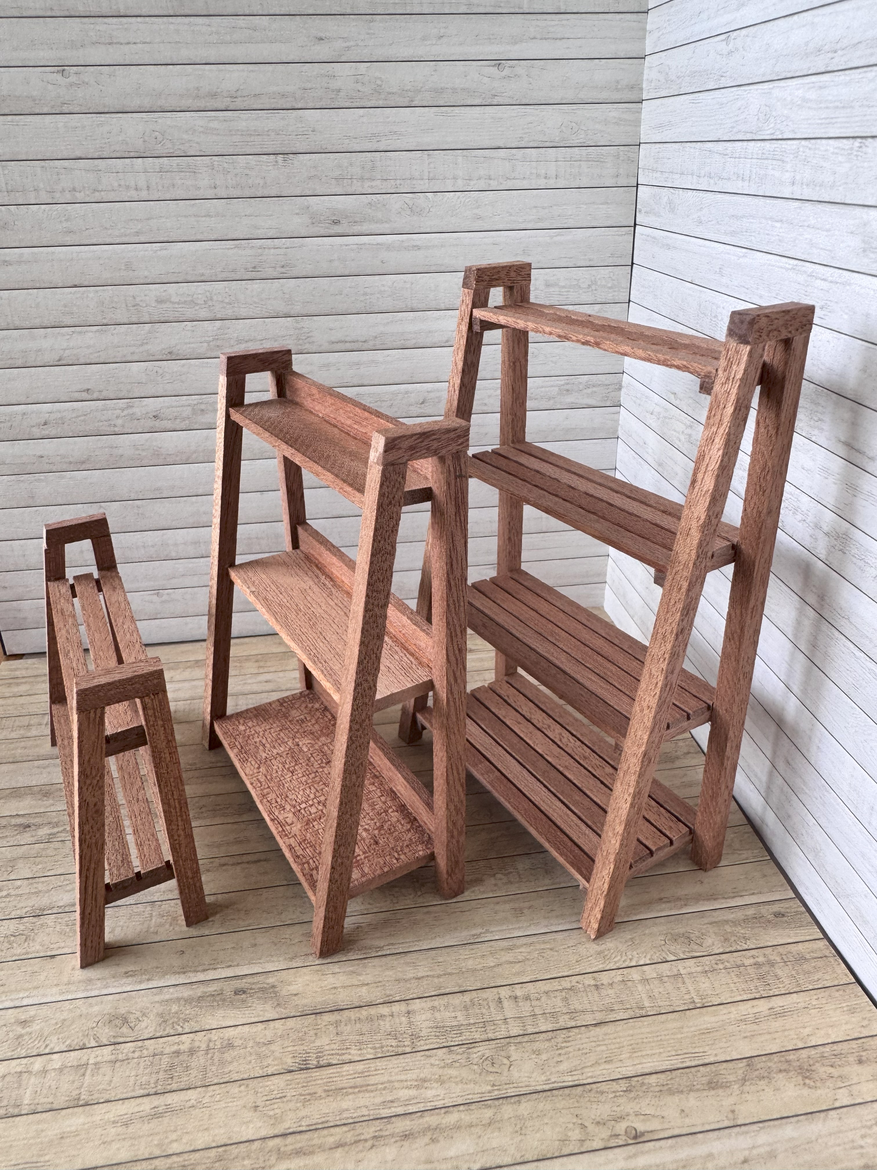 Miniature wooden handmade shelves 1:12 dollshouse fairy garden 1 inch scale