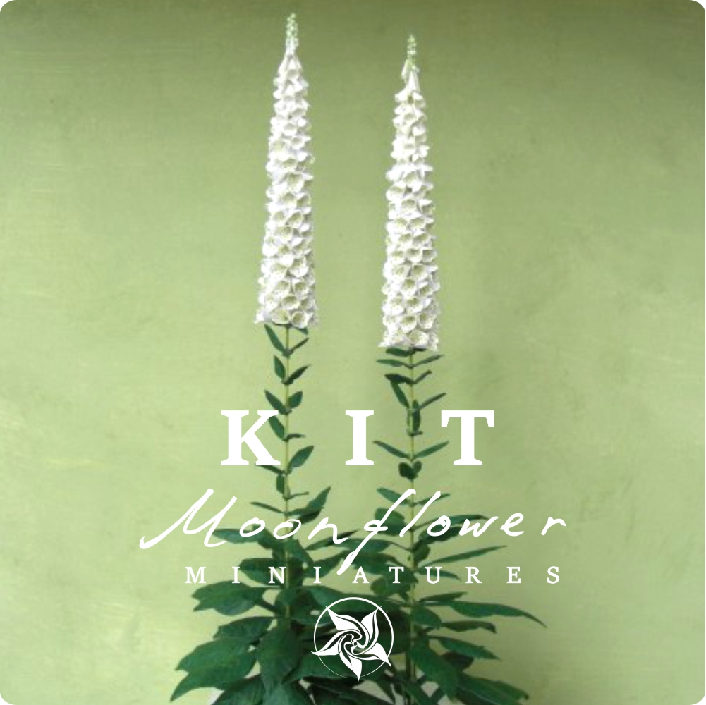 Kit light white Foxgloves dollhouse Miniature garden flower shop, scale 1:12, DIY