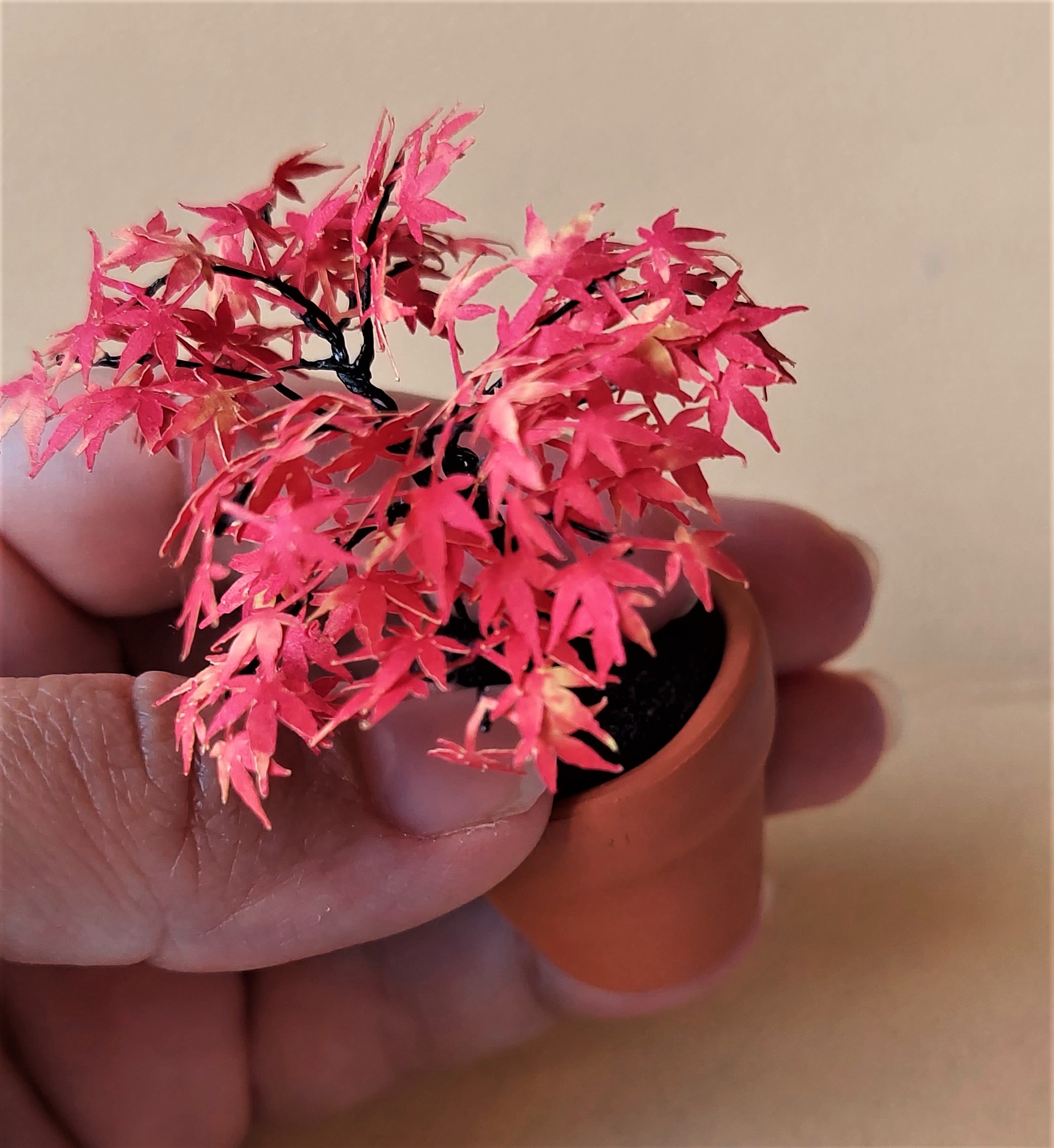 KIT Miniature Maple bonsai tree color #4 garden dollhouse kit, scale 1:12, DIY