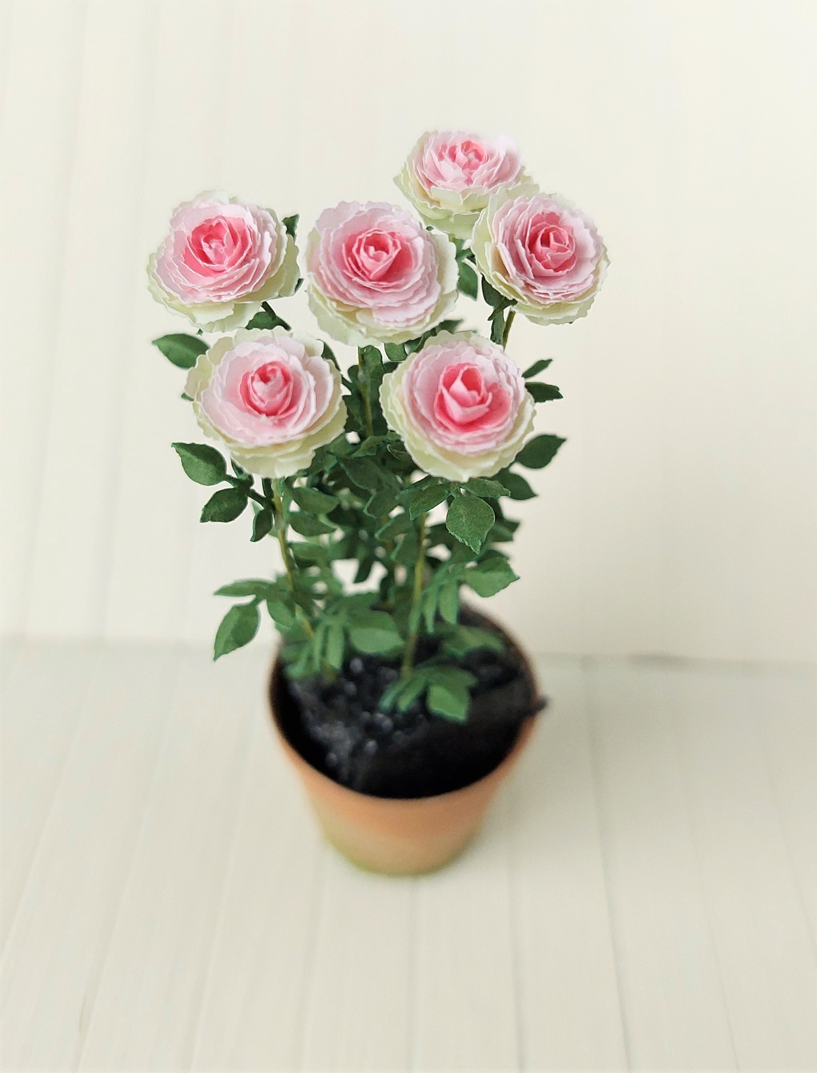 Kit Rose "Pink & Green" dollhouse Miniature garden flower shop, scale 1:12, DIY