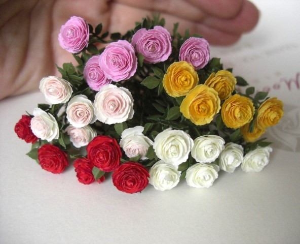 Miniature 6x Rose flowers, choose color 1:12