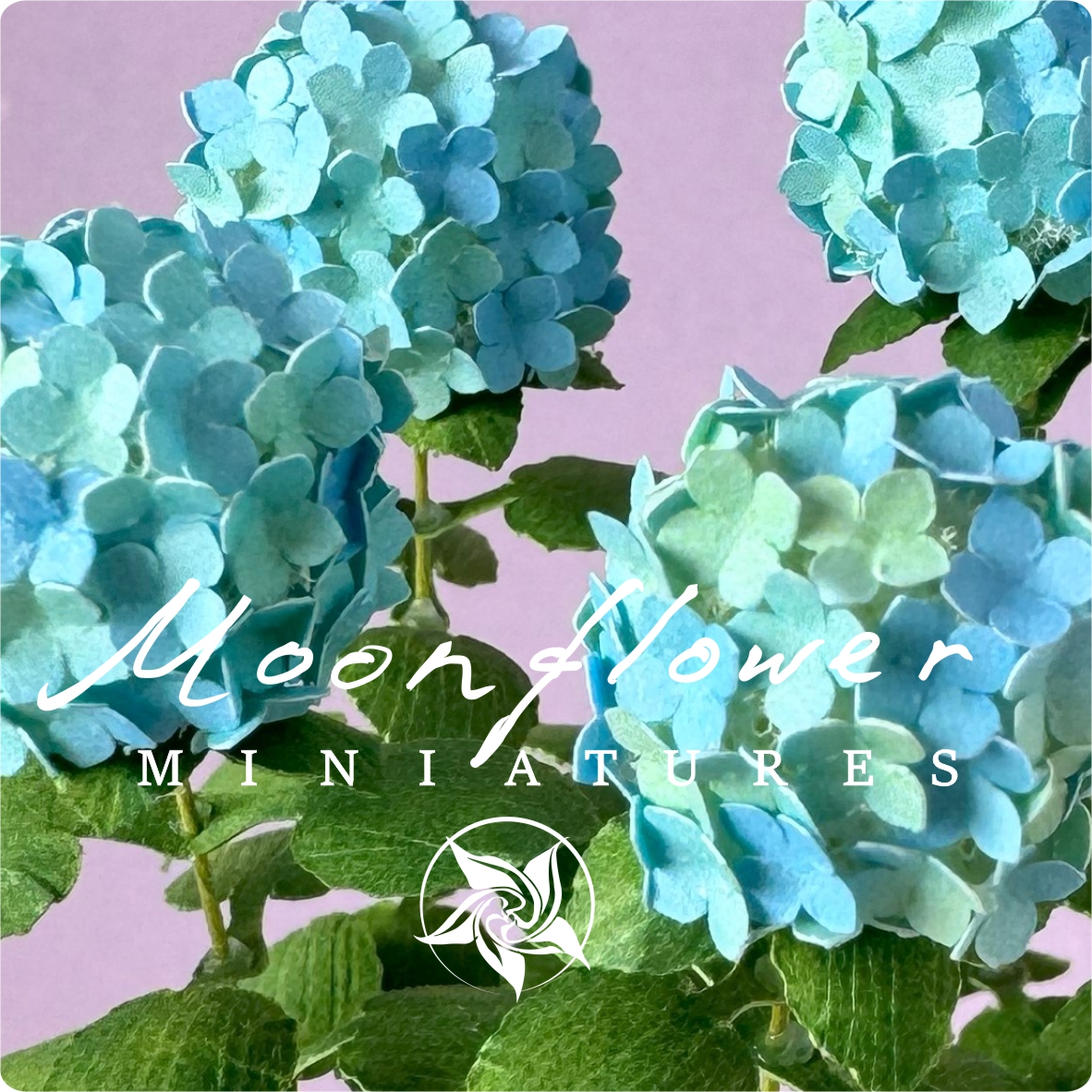 Kit Variegated Blue/Green Hydrangea flower dollhouse Miniature paper craft garden flower shop, scale 1:12, DIY