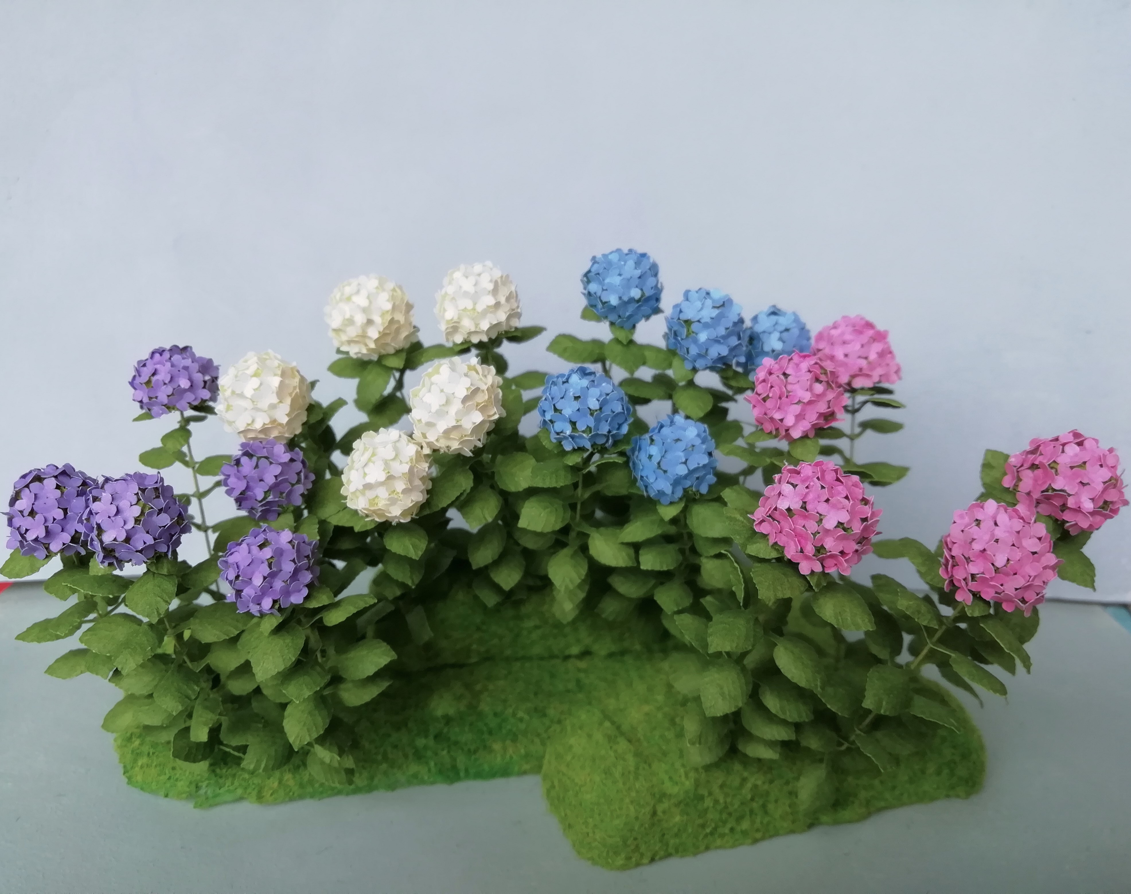 5X Miniature Hydrangea flowers Purple