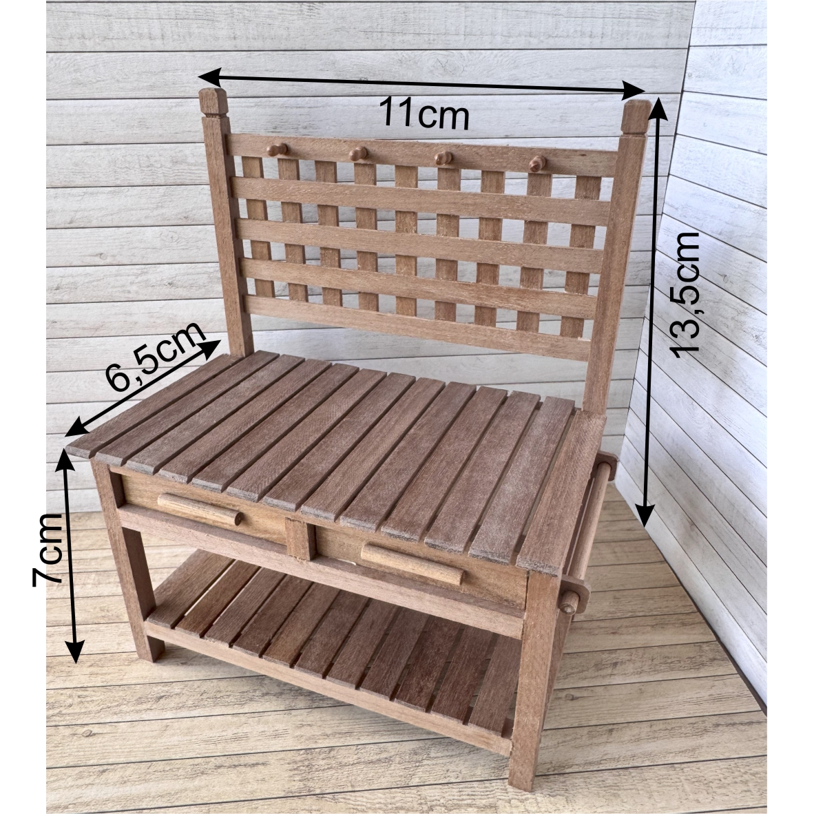 OOAK Dollhouse 1:12 Miniature Garden potting bench table Handmade fairy garden