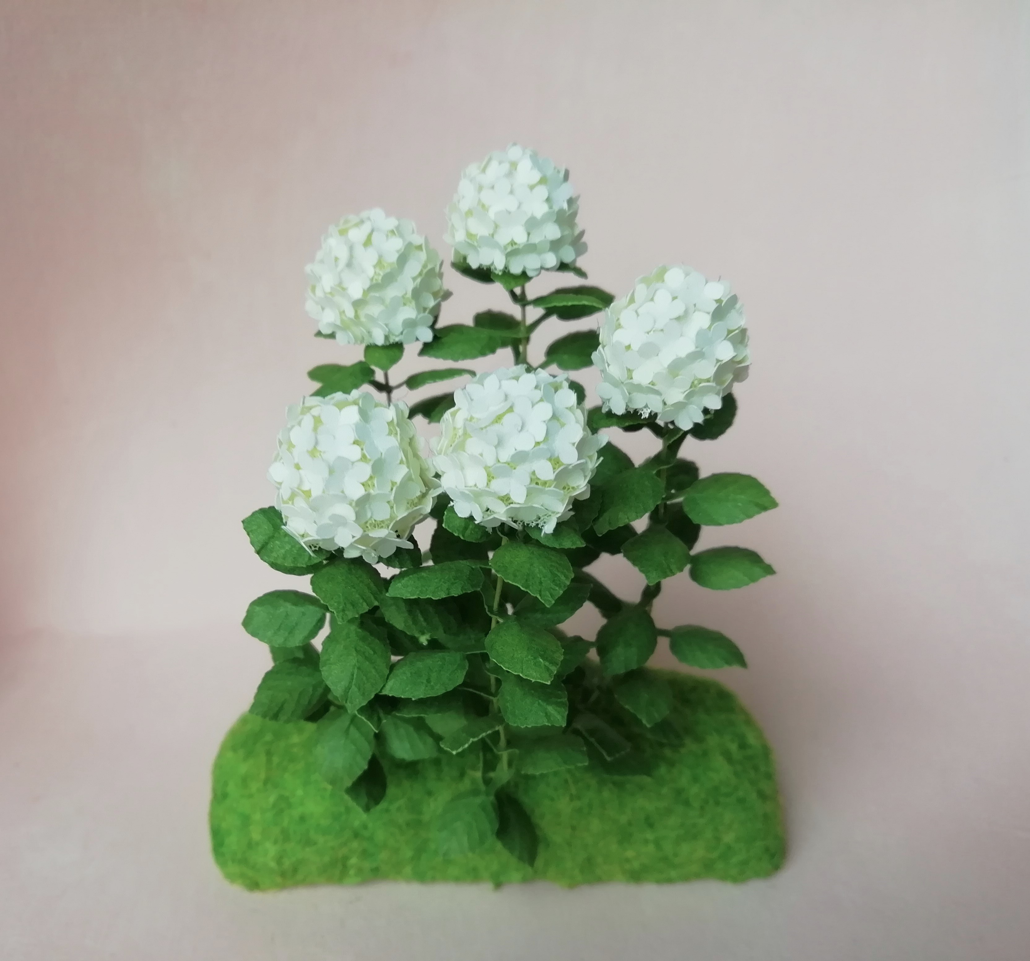 Kit White Cream Hydrangea flower dollhouse Miniature paper craft garden flower shop, scale 1:12, DIY