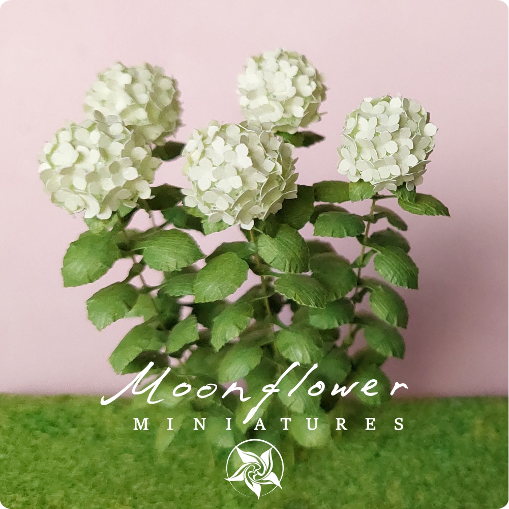 Kit Pale Green Hydrangea flower dollhouse Miniature paper craft garden flower shop, scale 1:12, DIY