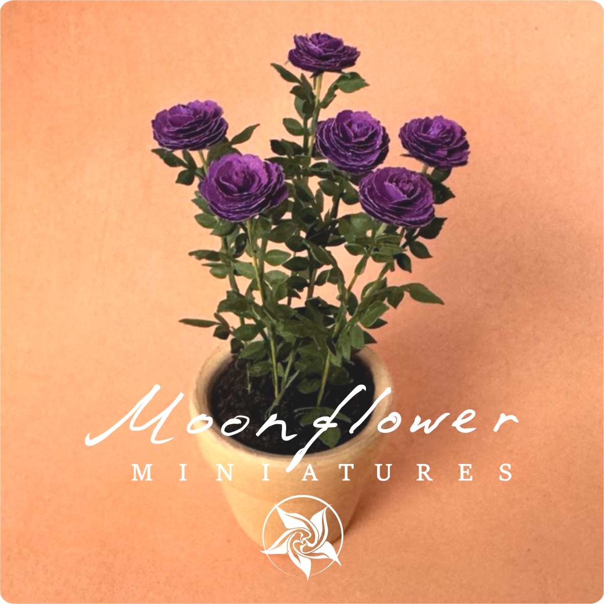 Kit Rose "Dark Purple" dollhouse Miniature garden flower shop, scale 1:12, DIY