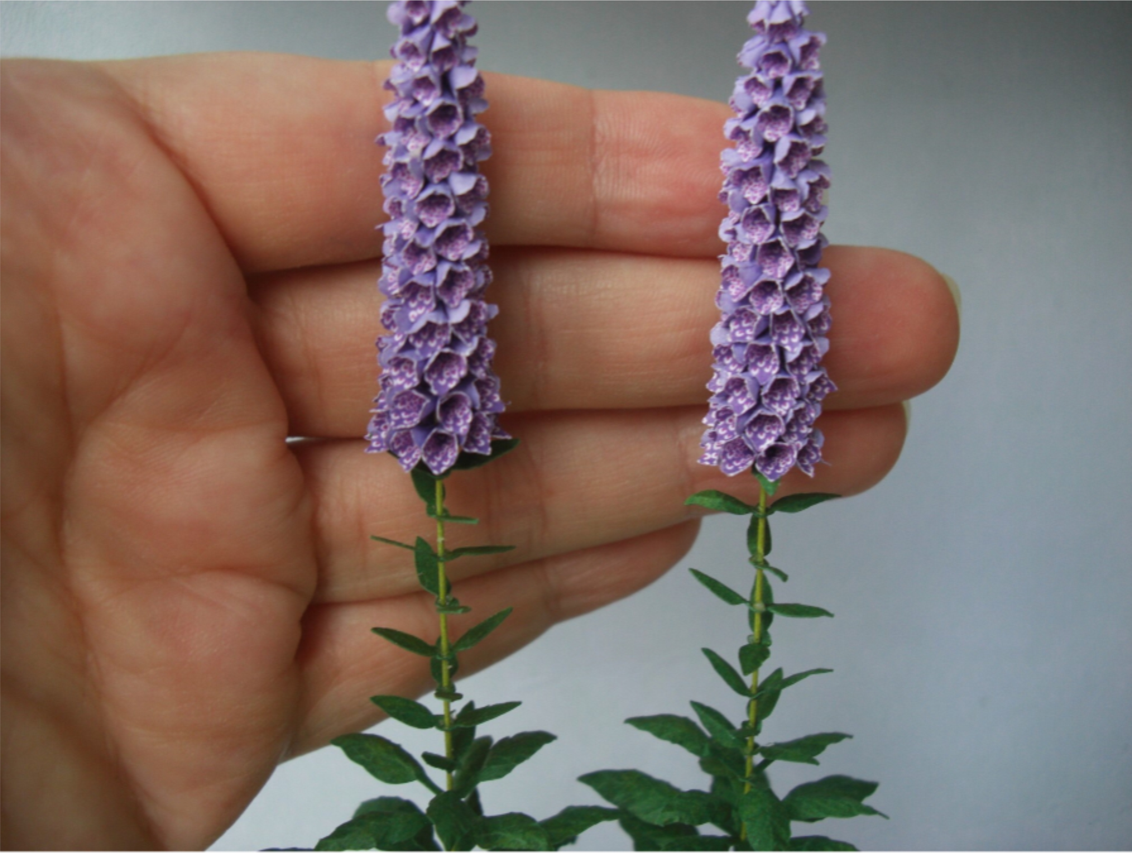 Kit purple Foxgloves dollhouse Miniature garden flower shop, scale 1:12, DIY