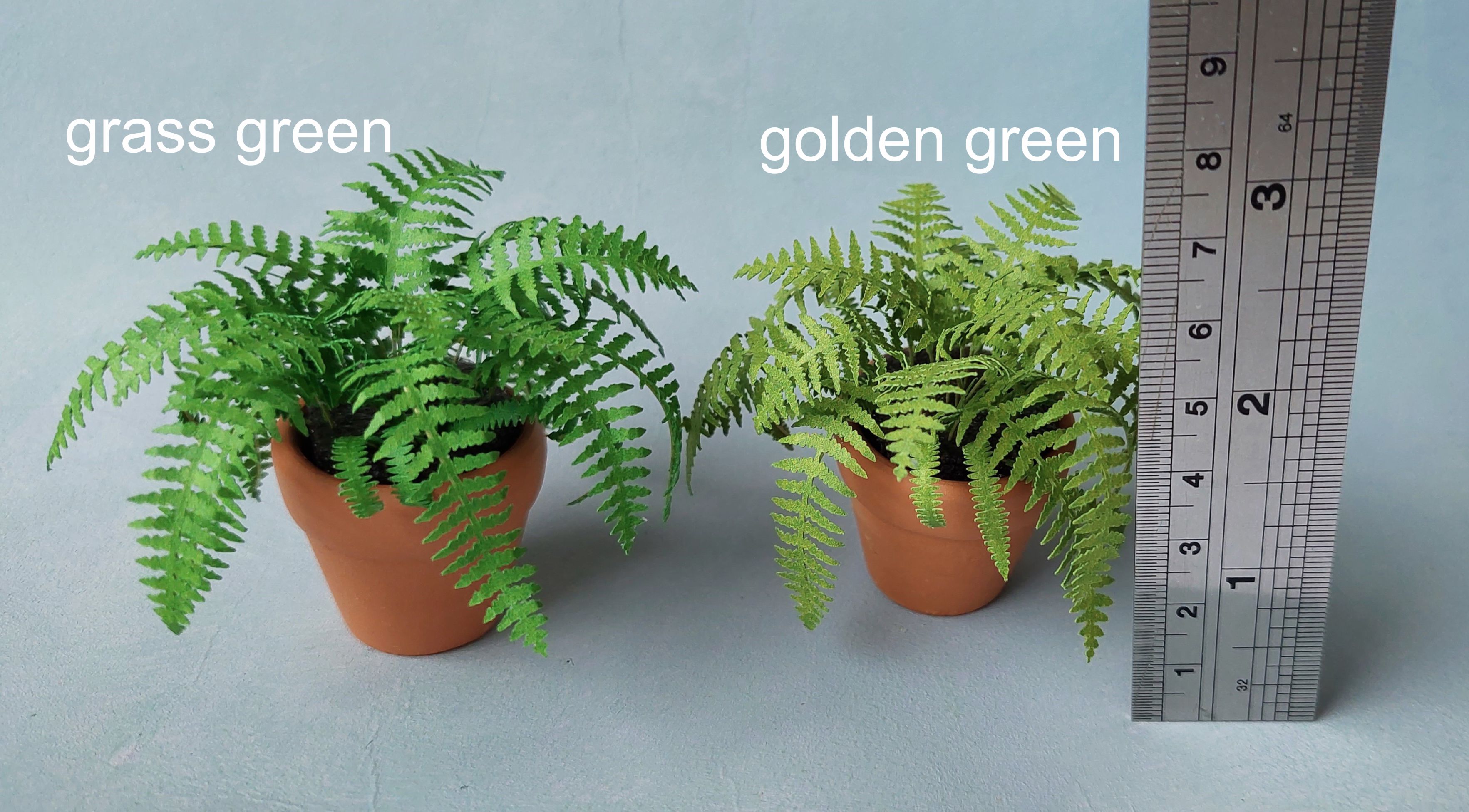 Miniature Kit 1:12 House Fern golden green flower shop, DIY fairy dollshouse