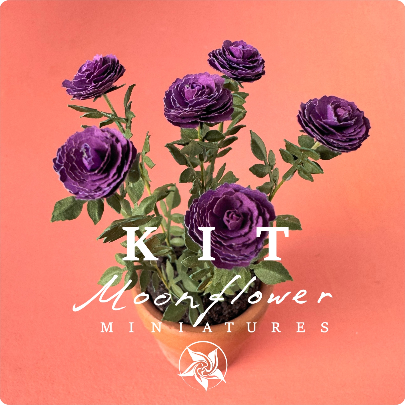 Kit Rose "Dark Purple" dollhouse Miniature garden flower shop, scale 1:12, DIY