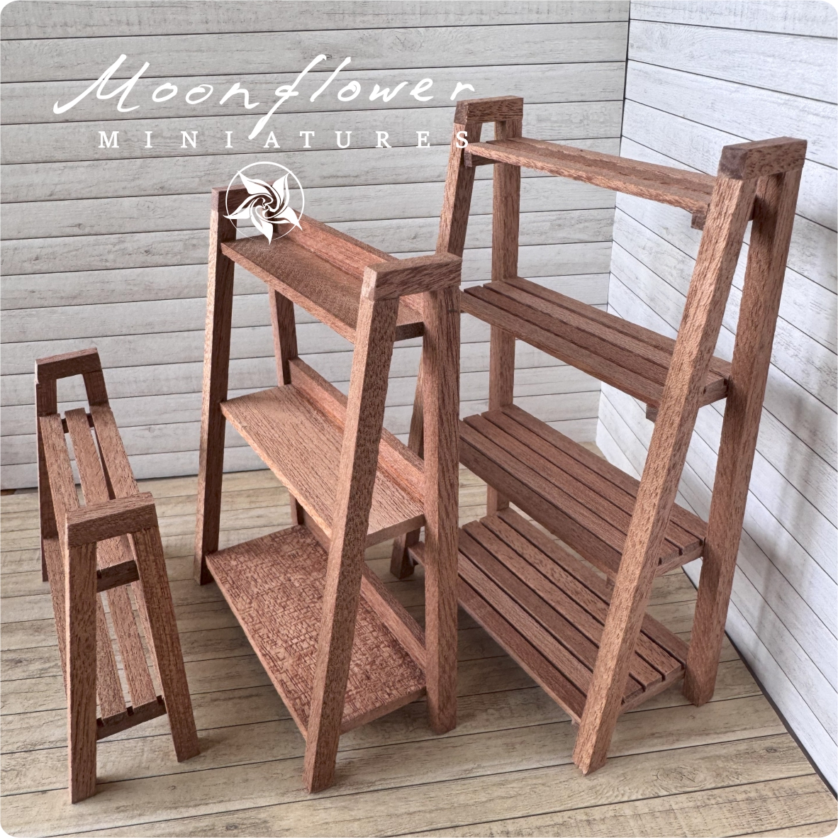 Miniature wooden handmade shelves 1:12 dollshouse fairy garden 1 inch scale