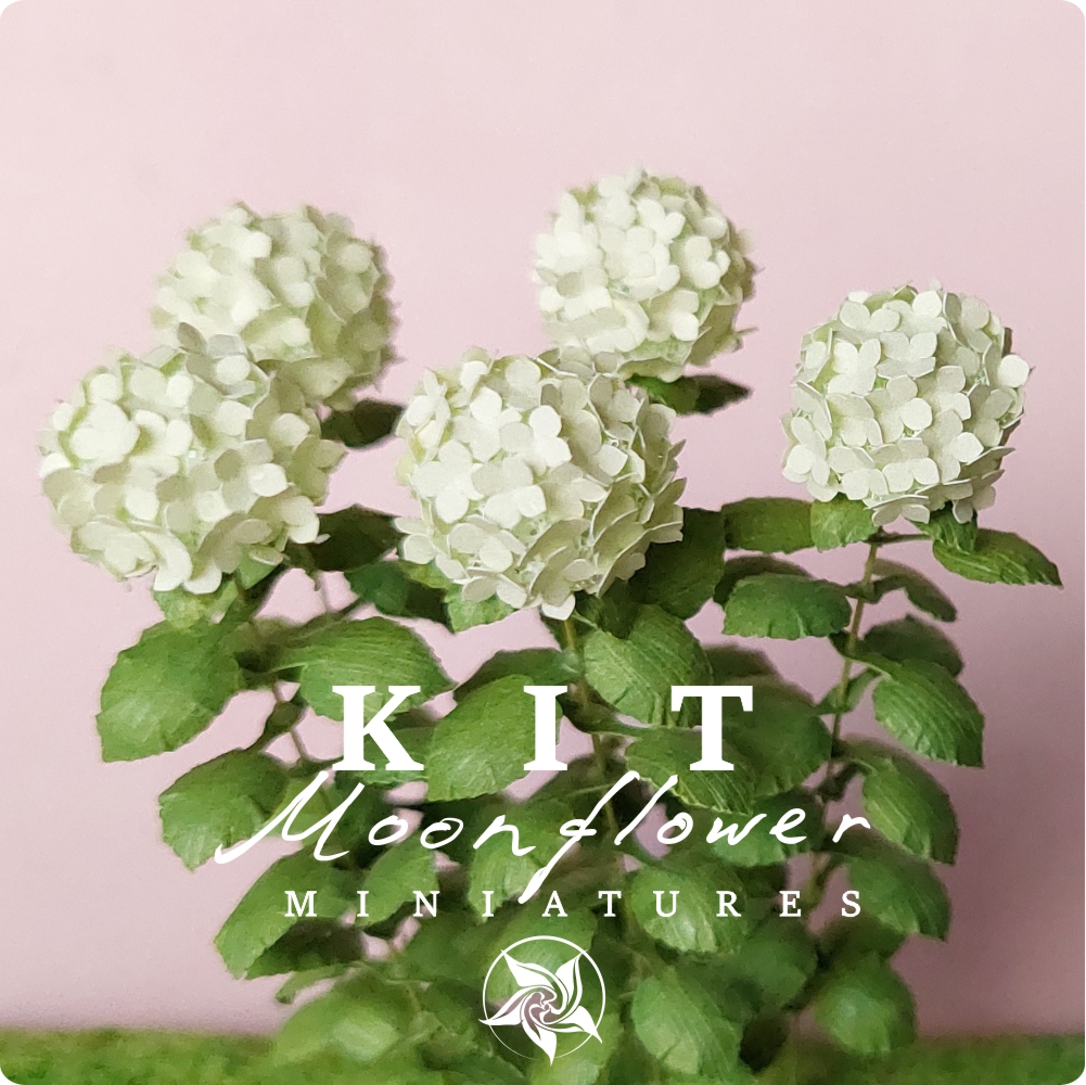 Kit Pale Green Hydrangea flower dollhouse Miniature paper craft garden flower shop, scale 1:12, DIY