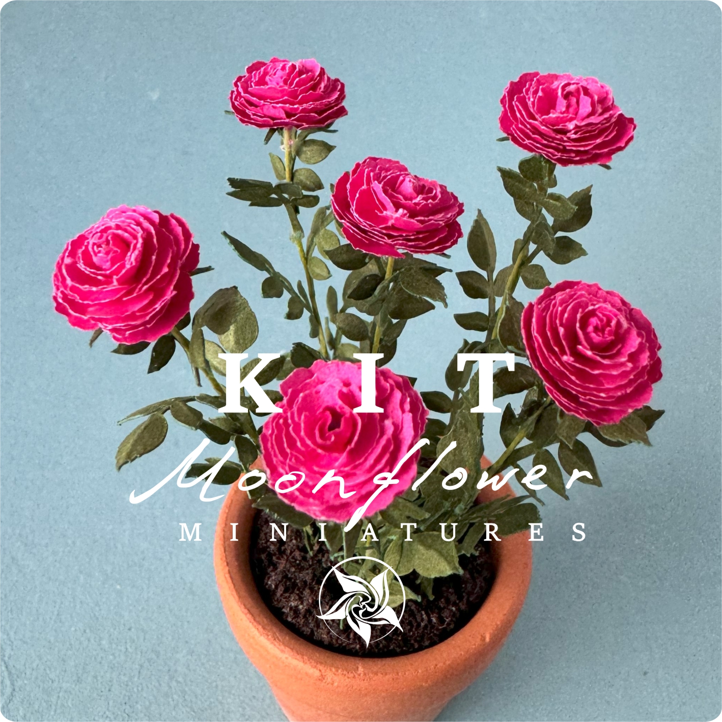 Kit Rose "Pink" dollhouse Miniature garden flower shop, scale 1:12, DIY