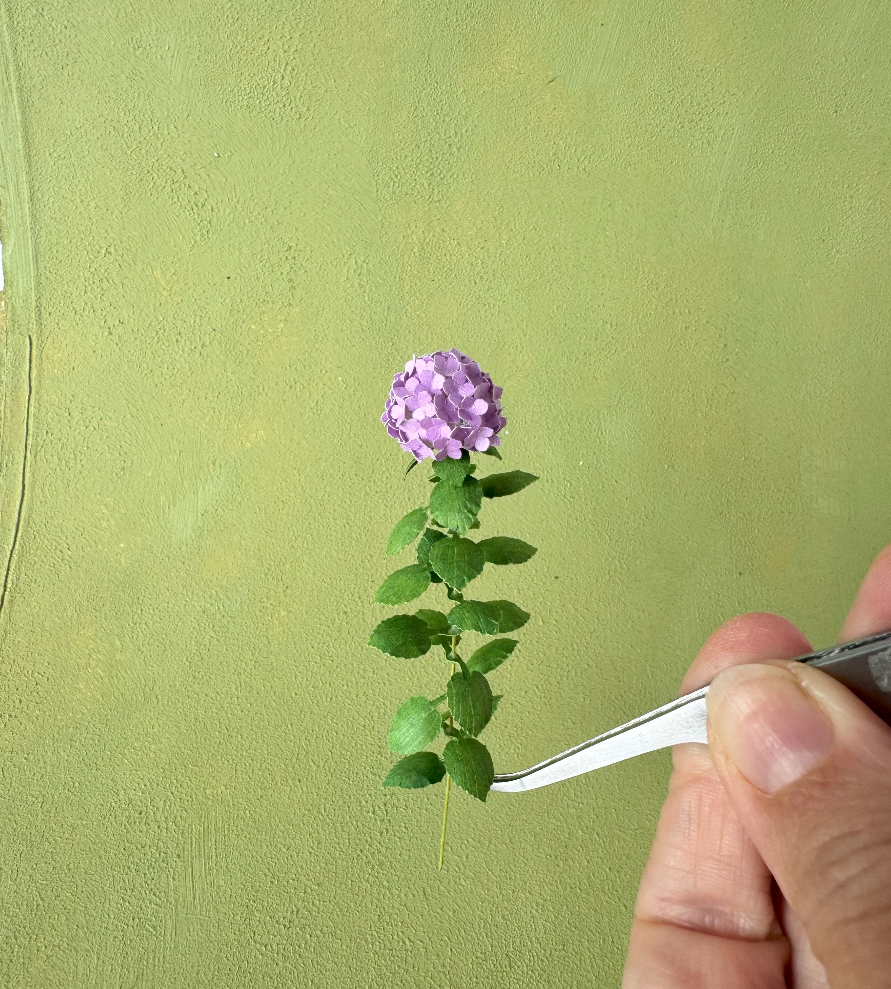 Kit Variegated Lilac Hydrangea flower dollhouse Miniature paper craft garden flower shop, scale 1:12, DIY