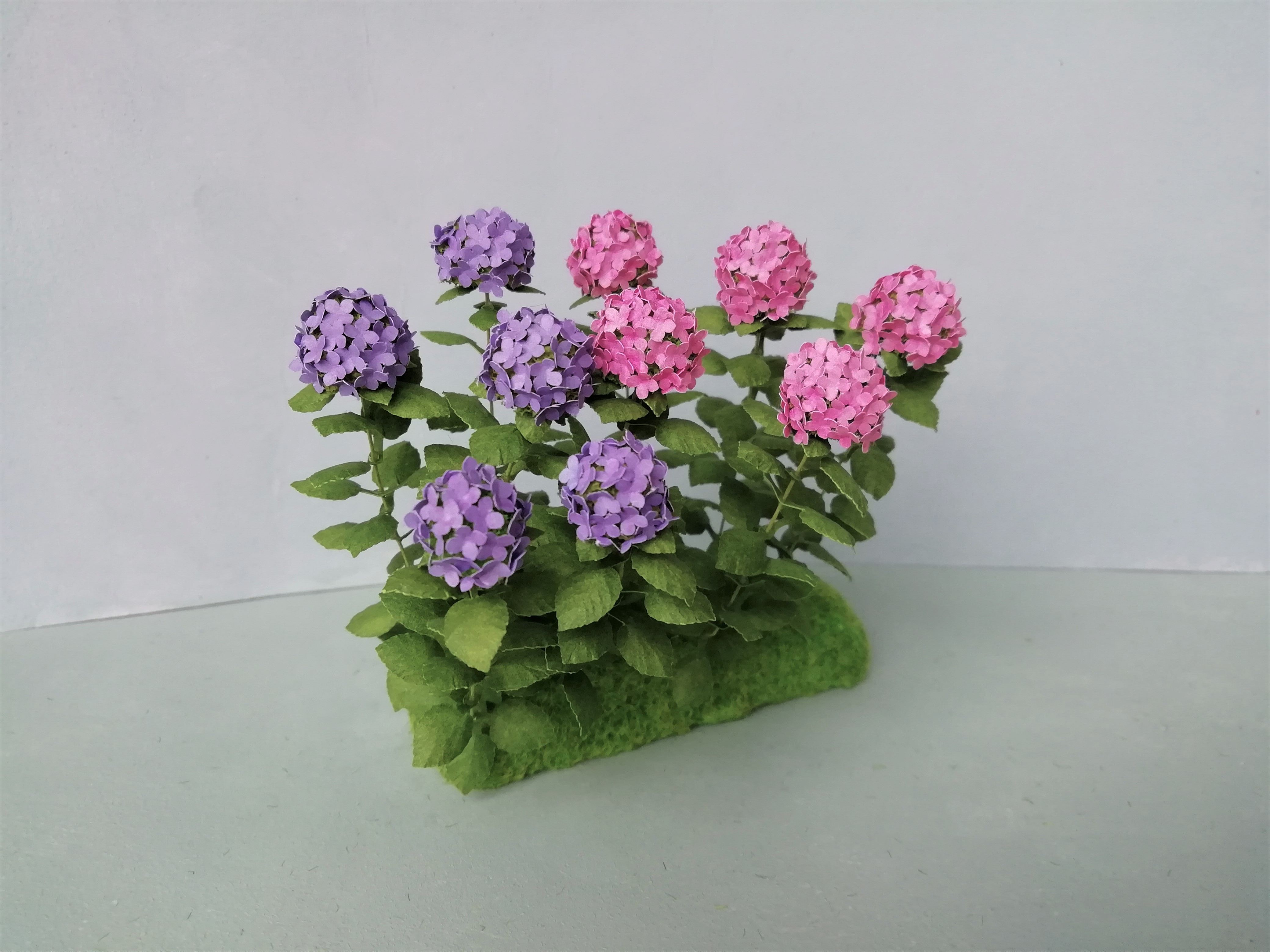 5X Miniature Hydrangea flowers Purple