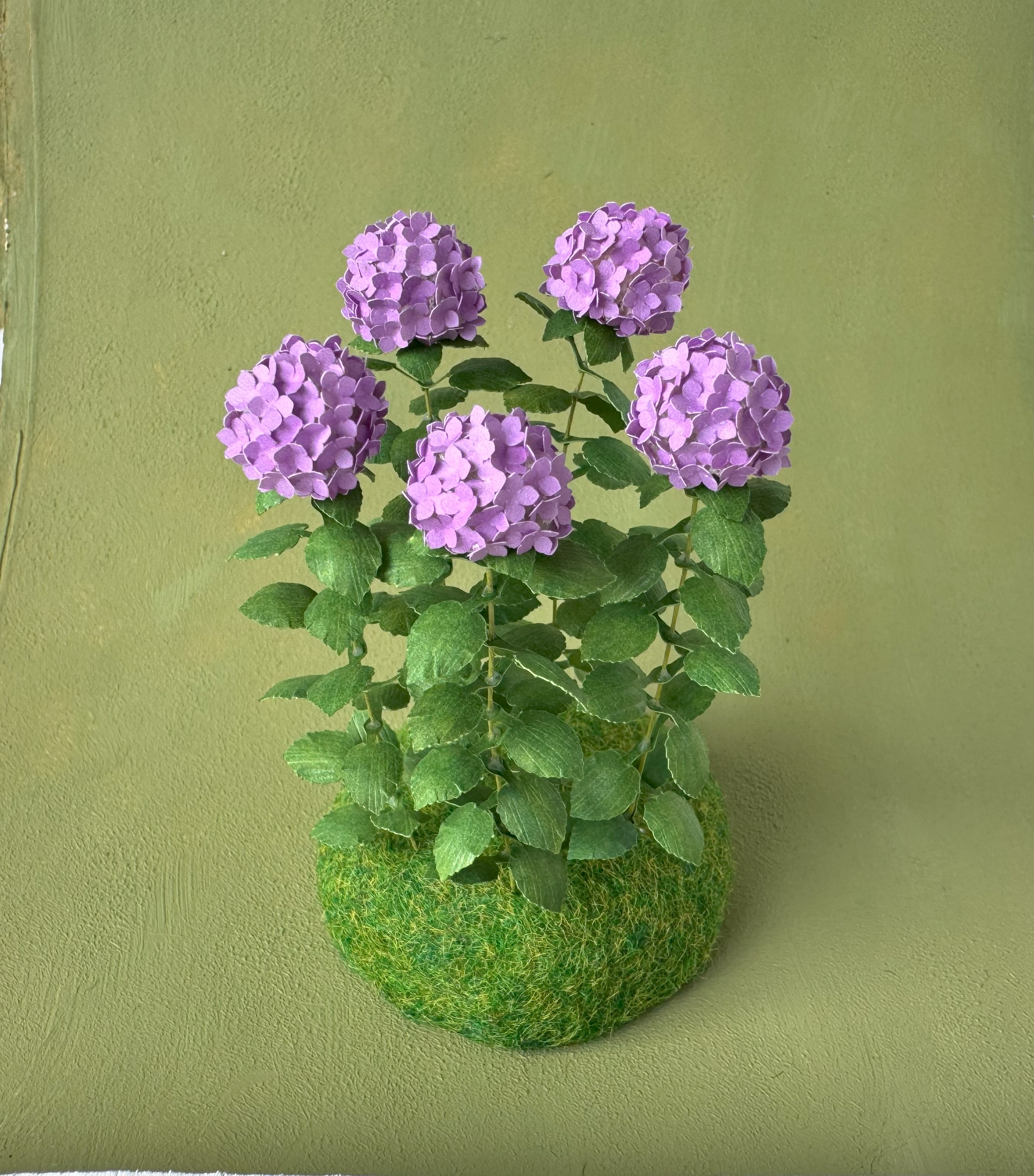 Kit Variegated Lilac Hydrangea flower dollhouse Miniature paper craft garden flower shop, scale 1:12, DIY