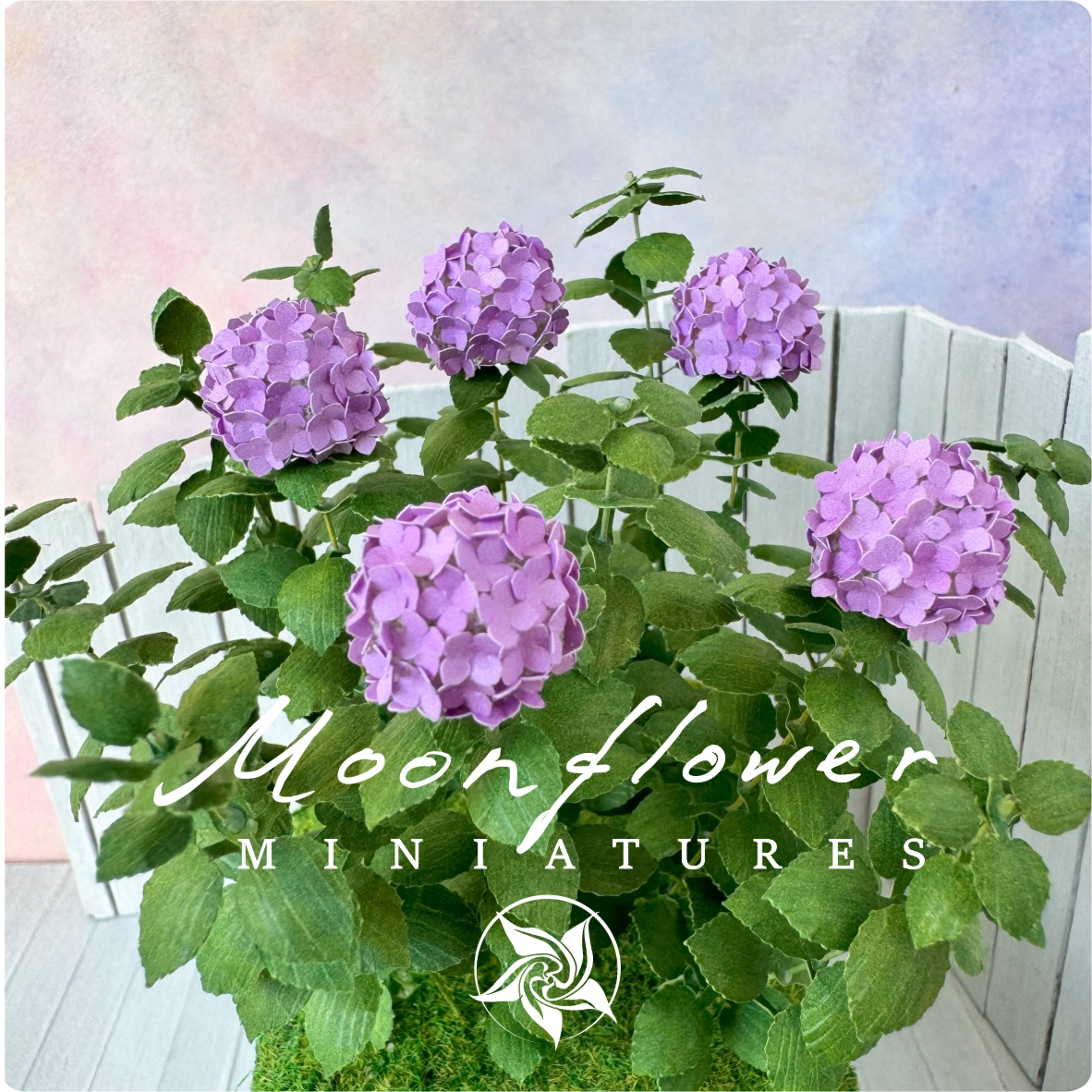 Kit Bush Lilac Hydrangea flower dollhouse Miniature paper craft garden flower shop, scale 1:12, DIY Hedge