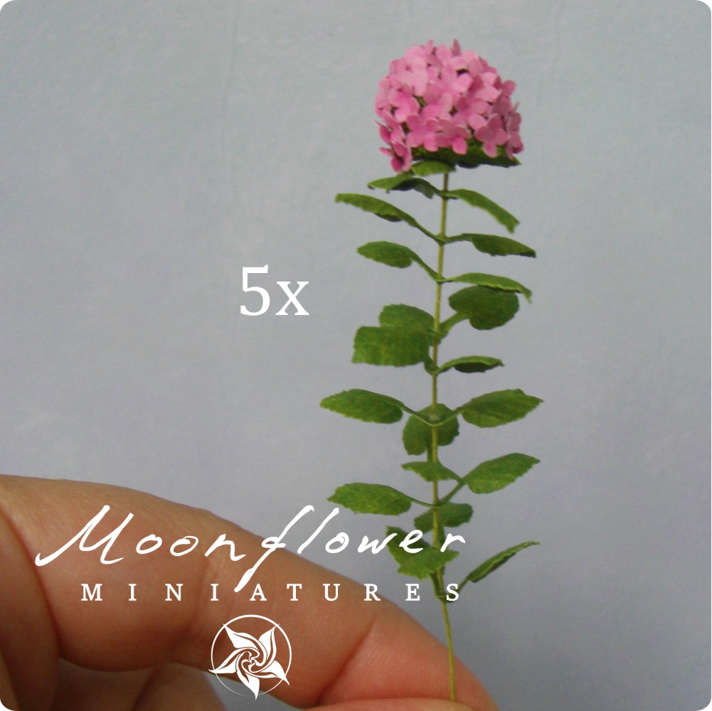 5X Miniature Hydrangea flowers Pink