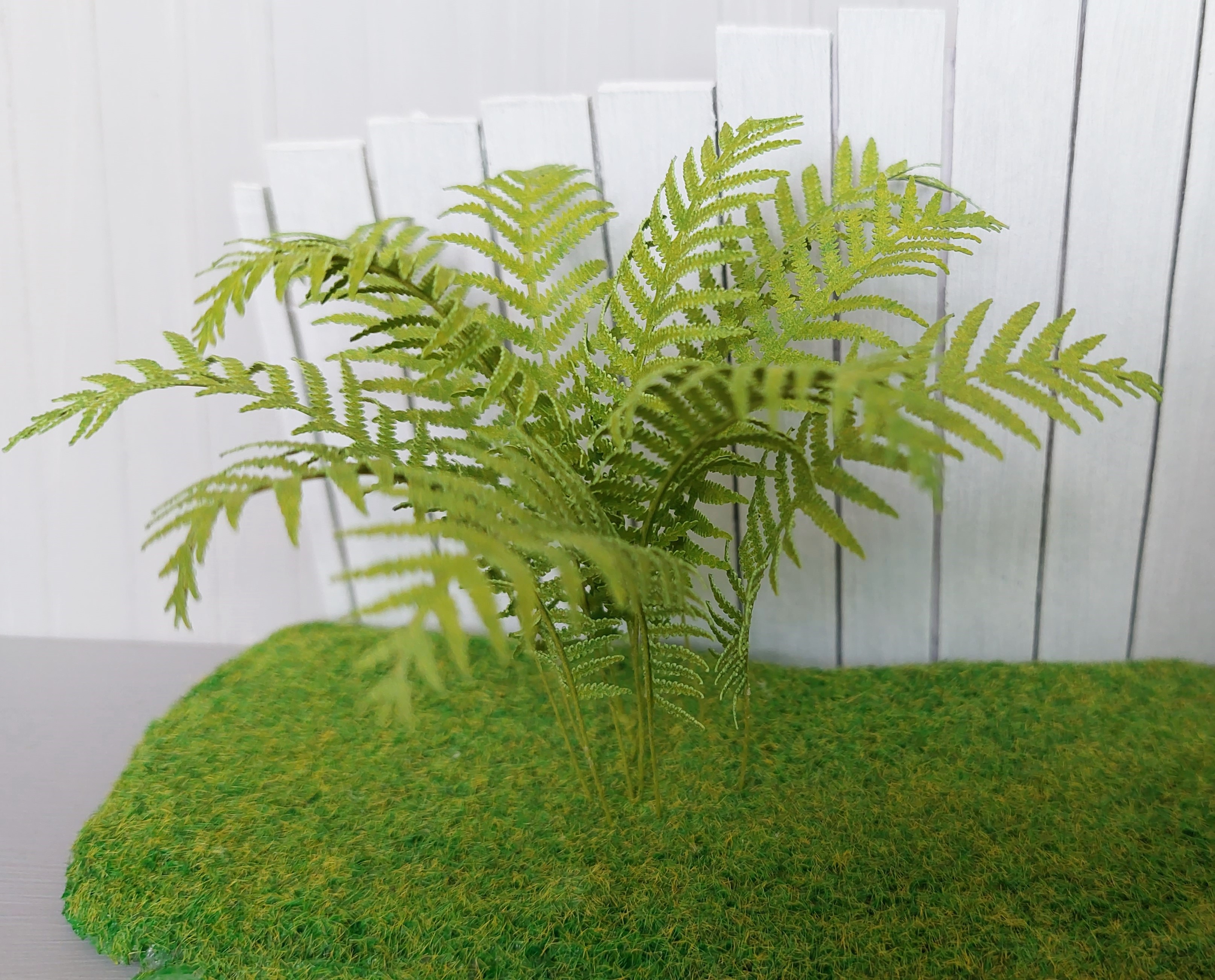 Miniature Kit 1:12 Big Garden Fern golden green flower shop, DIY fairy dollshouse