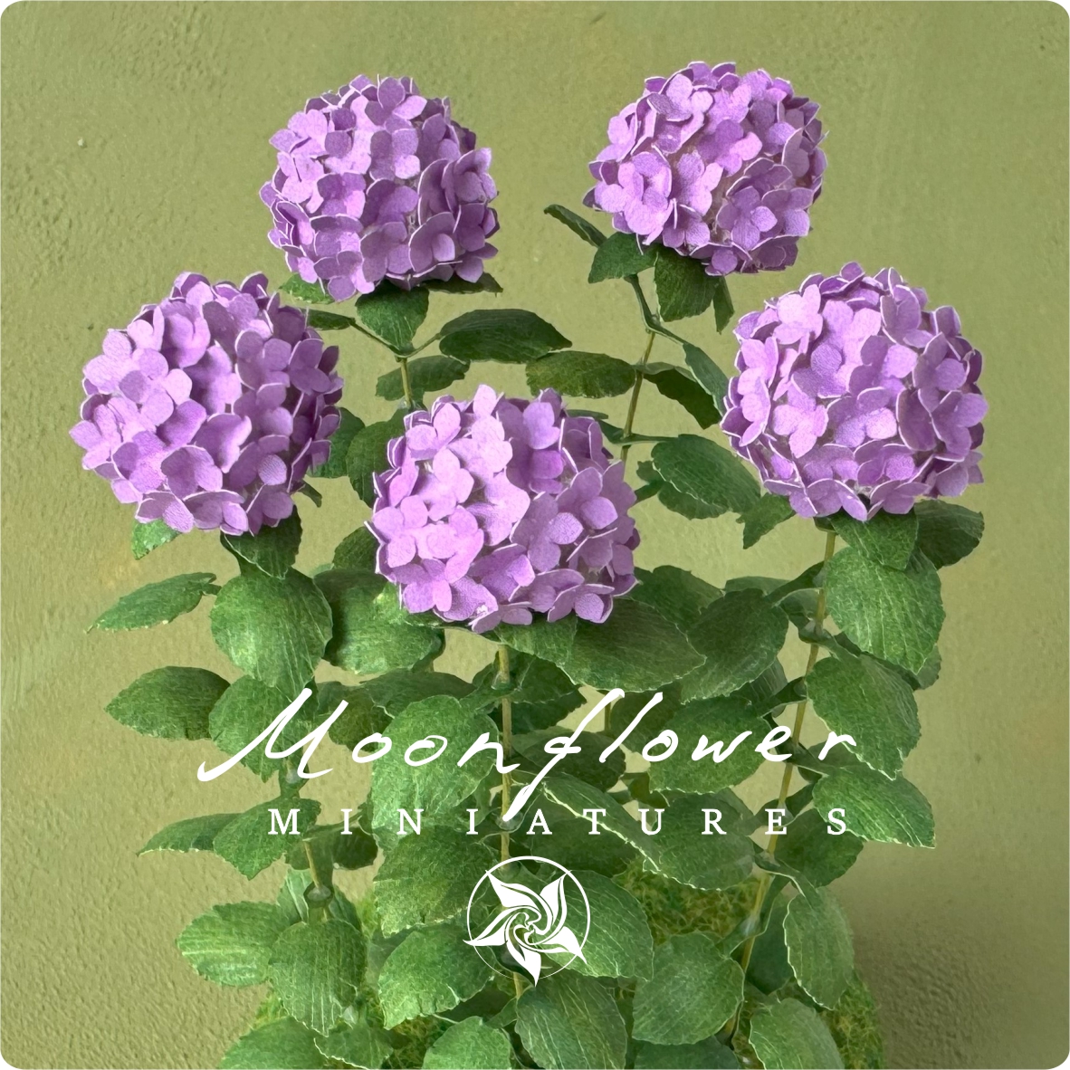 5x Miniature Hydrangea flowers Lilac