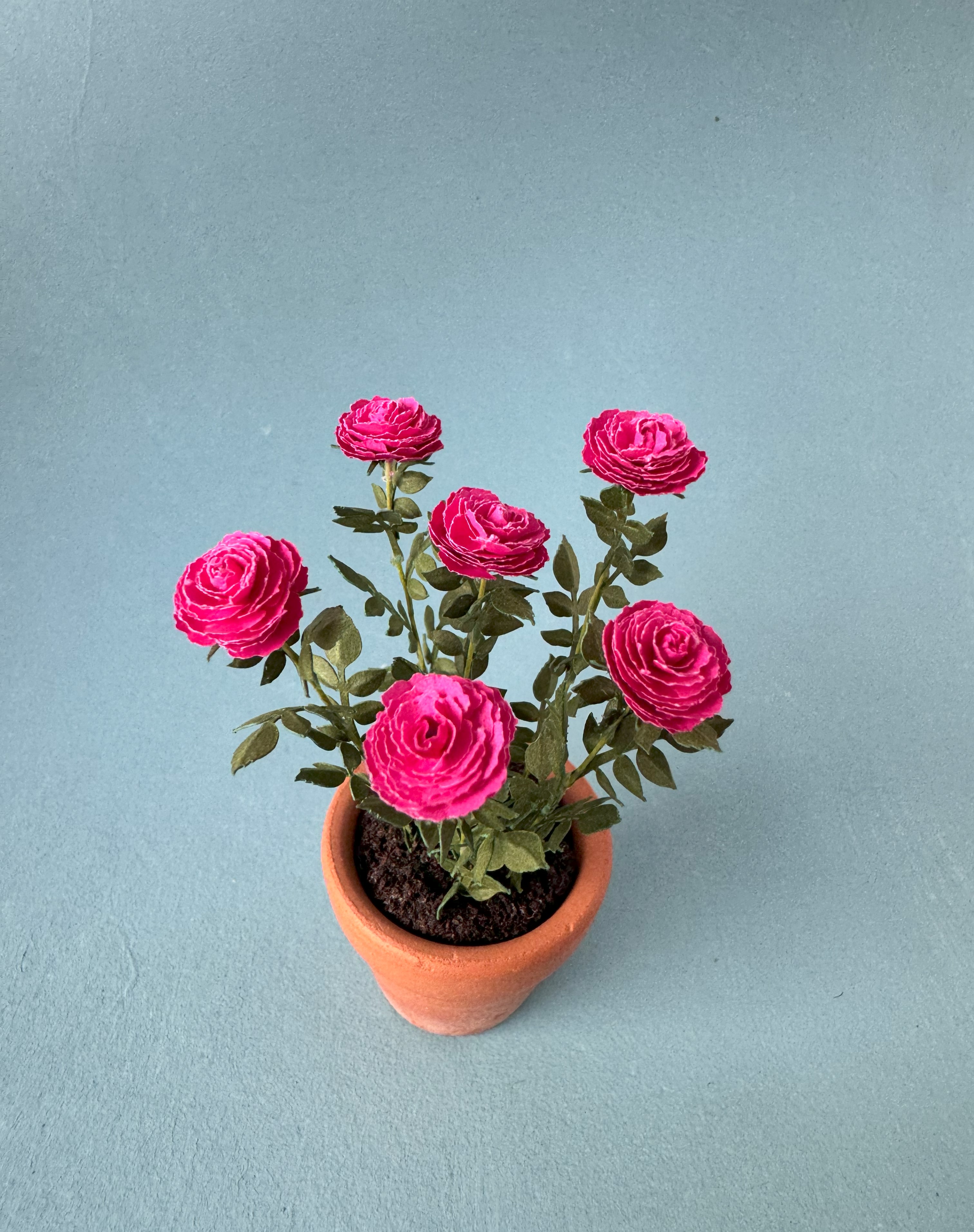 Kit Rose "Pink" dollhouse Miniature garden flower shop, scale 1:12, DIY