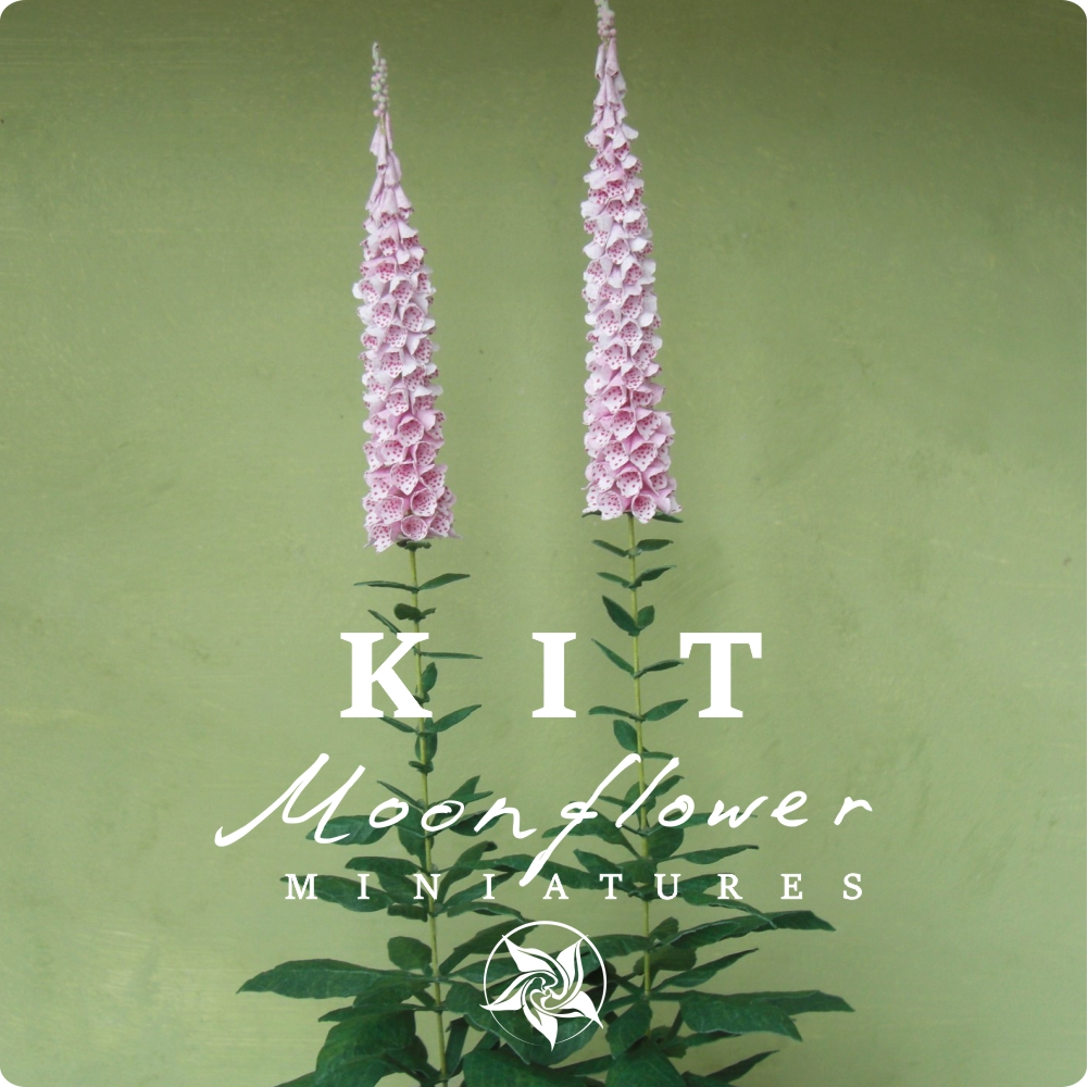 Kit light pink Foxgloves dollhouse Miniature garden flower shop, scale 1:12, DIY