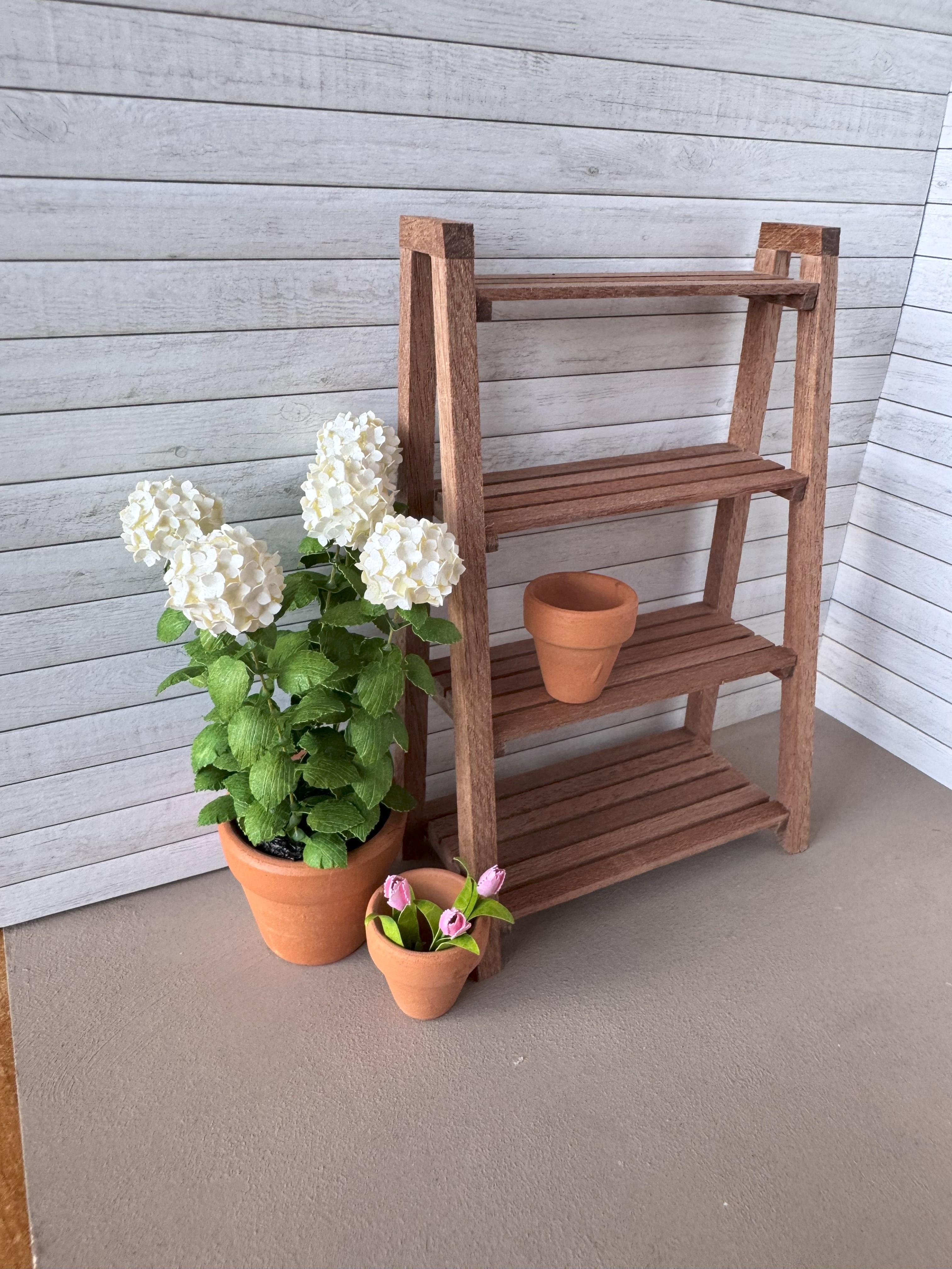 Miniature 2X wooden shelves set 1:12 dollshouse fairy cat garden 1 inch scale