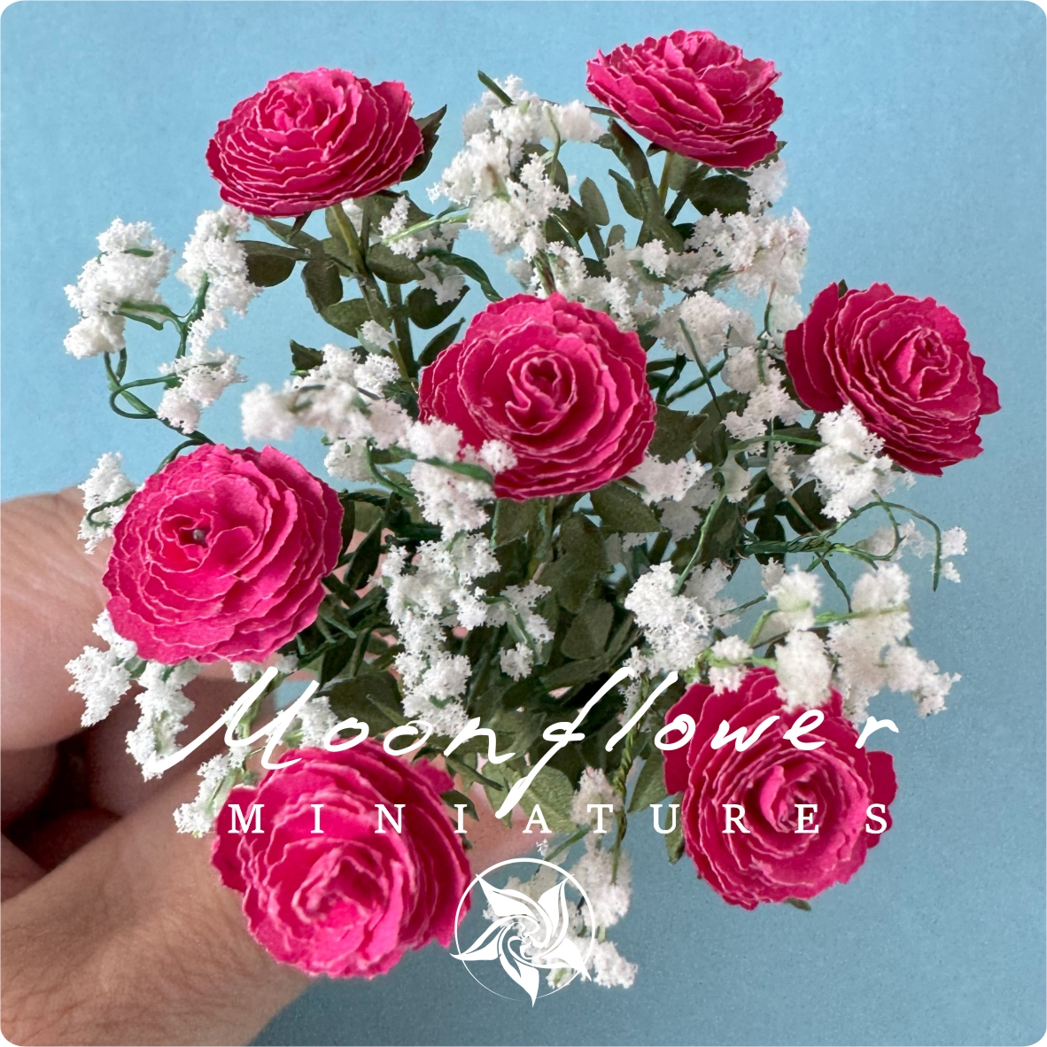 Bouquet of Gypsophila 7x Rose, flowers 1:12