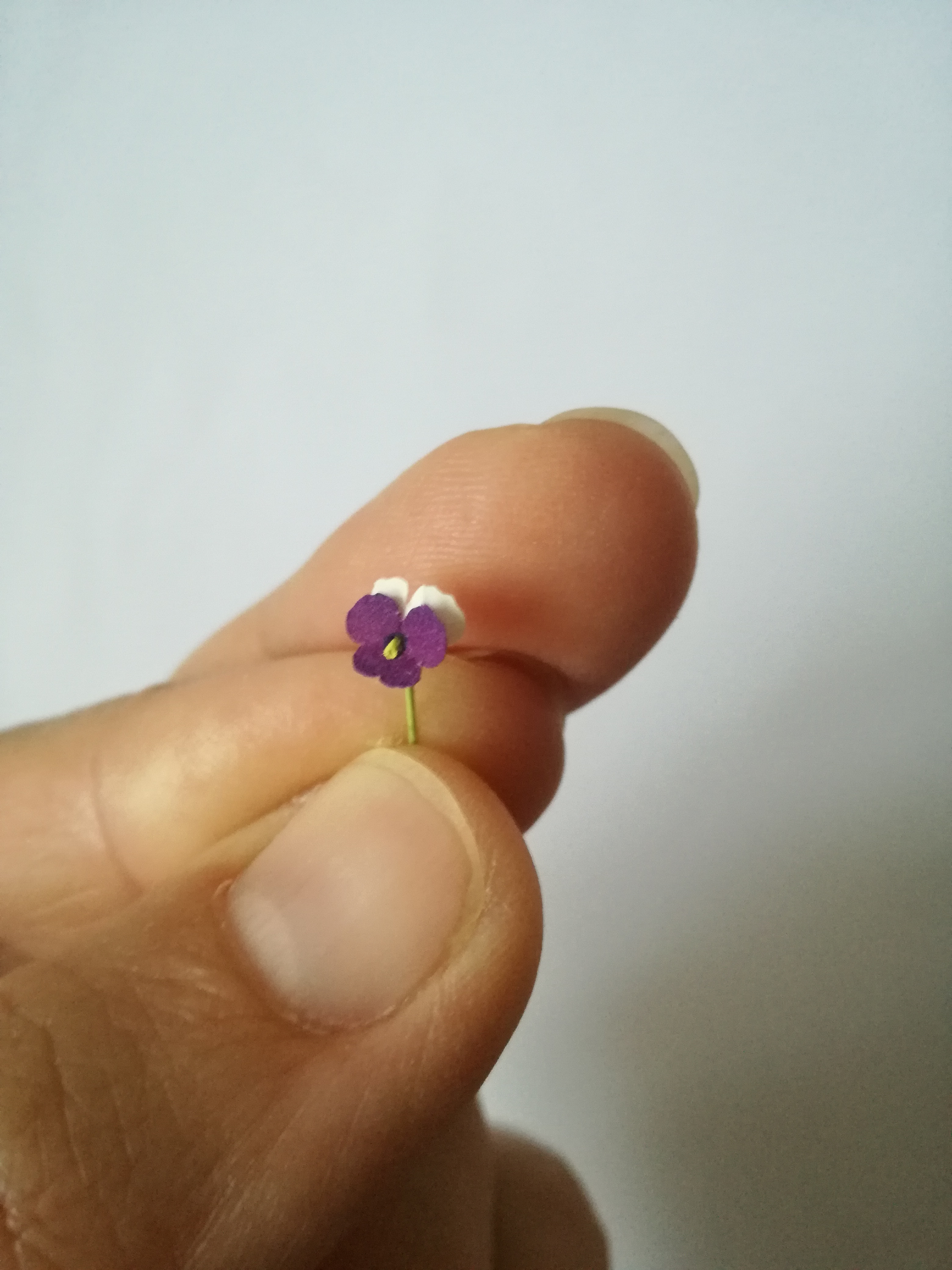 KIT large Pansy beacon purple yellow, Miniature garden dollhouse kit, scale 1:12, DIY, viola