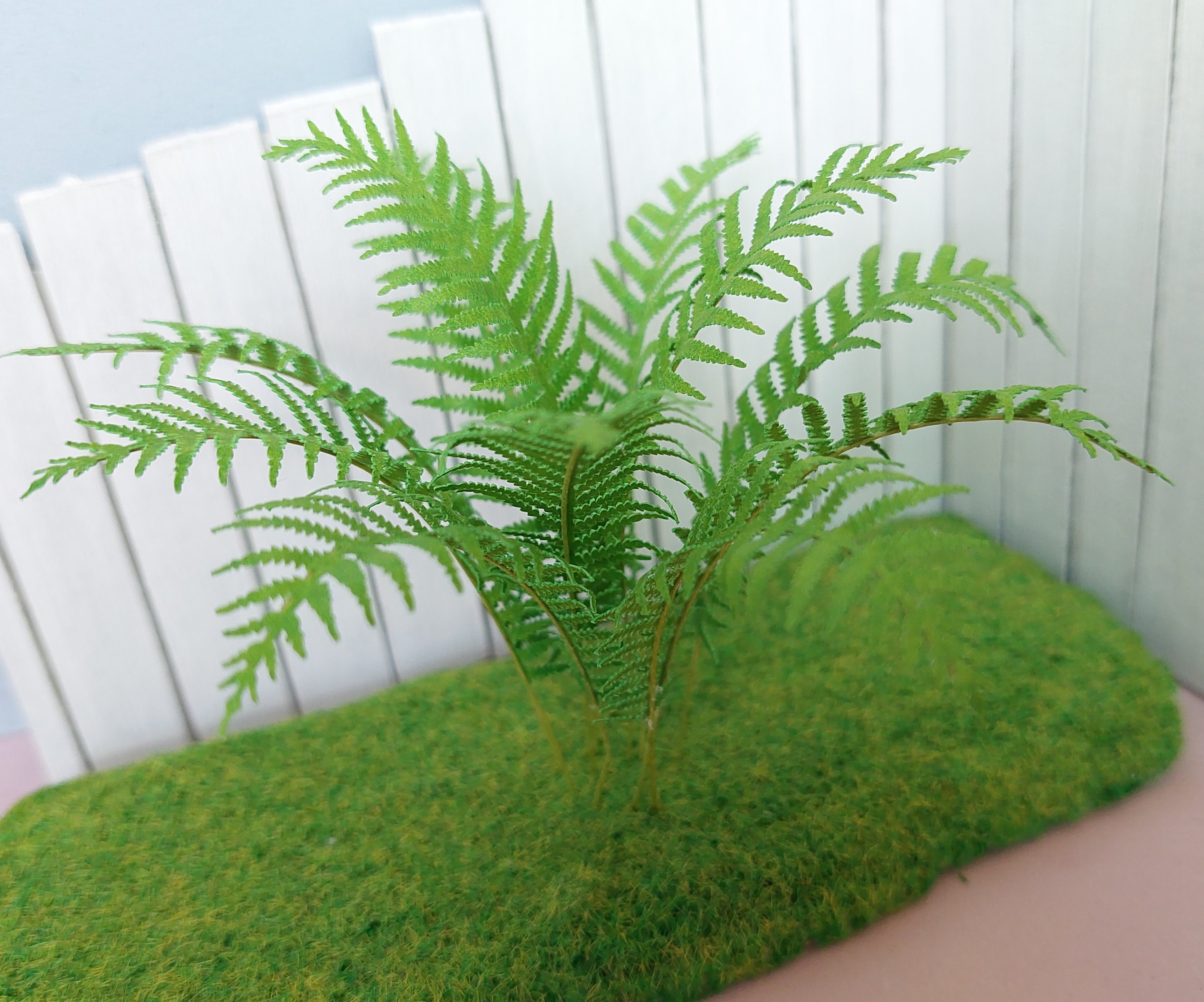 Miniature Kit 1:12 Big Garden Fern grass green flower shop, DIY fairy dollshouse