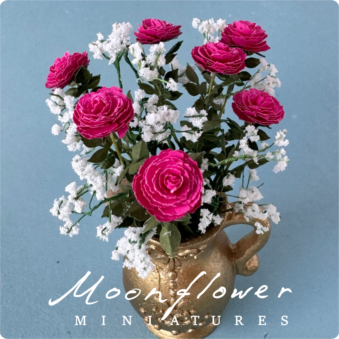 Bouquet of Gypsophila 7x Rose, flowers 1:12