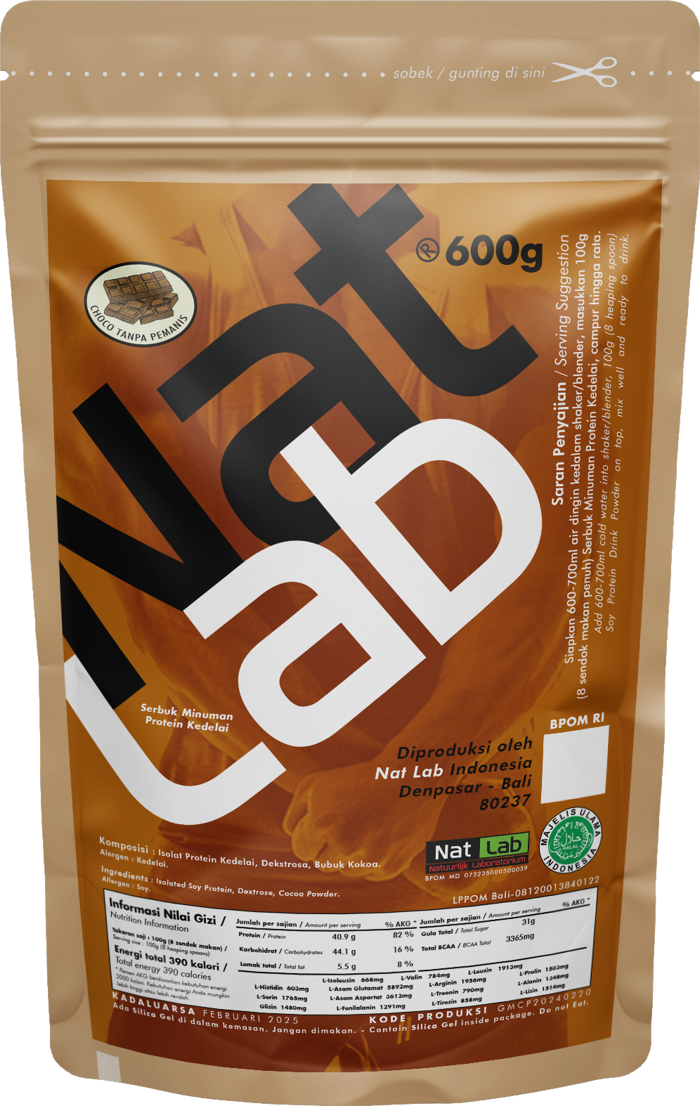 Gainer Maxx Minuman Serbuk Protein Kedelai Rasa Cokelat Tanpa Perisa & Pemanis Buatan