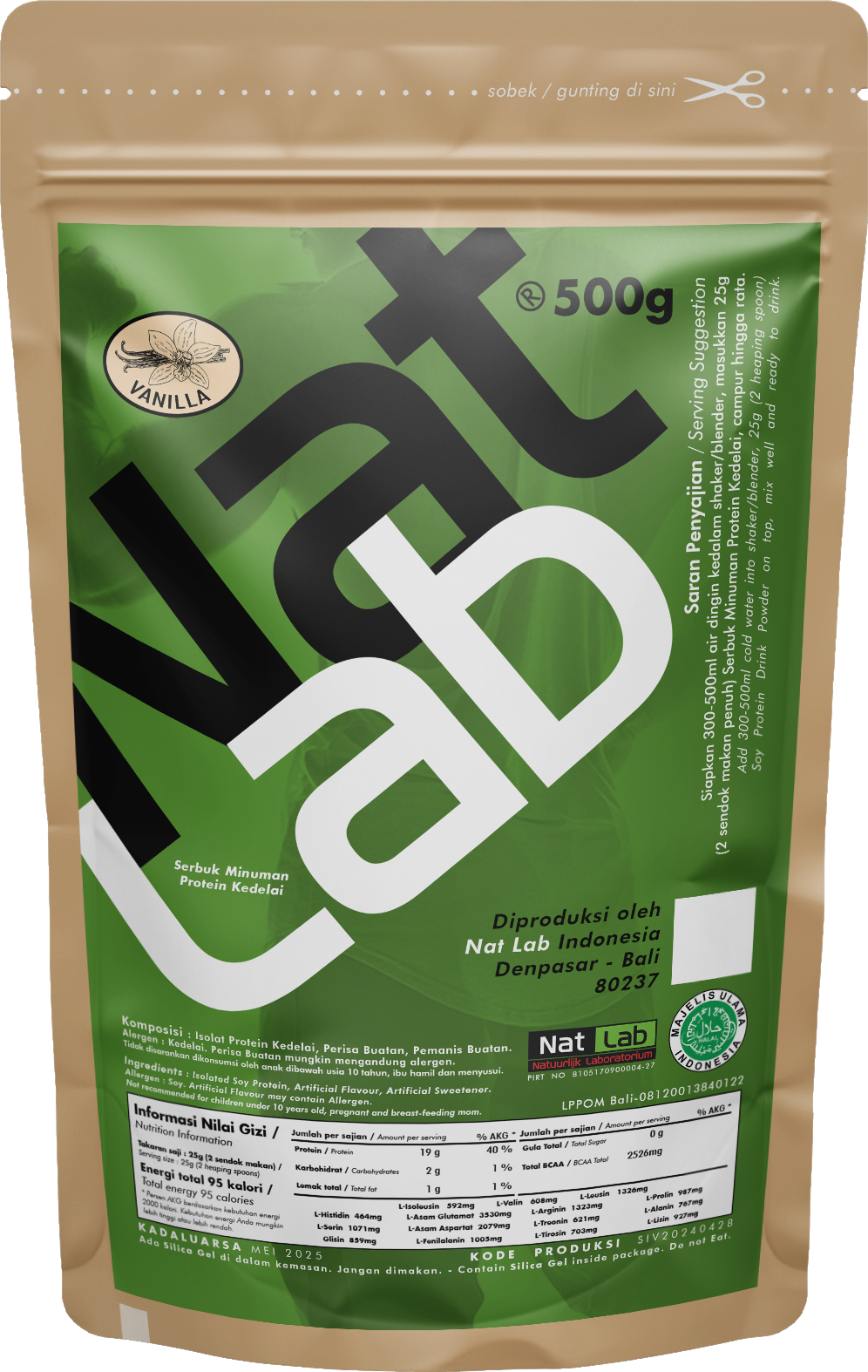 Soy Protein Shake Minuman Serbuk Protein Kedelai Rasa Vanilla