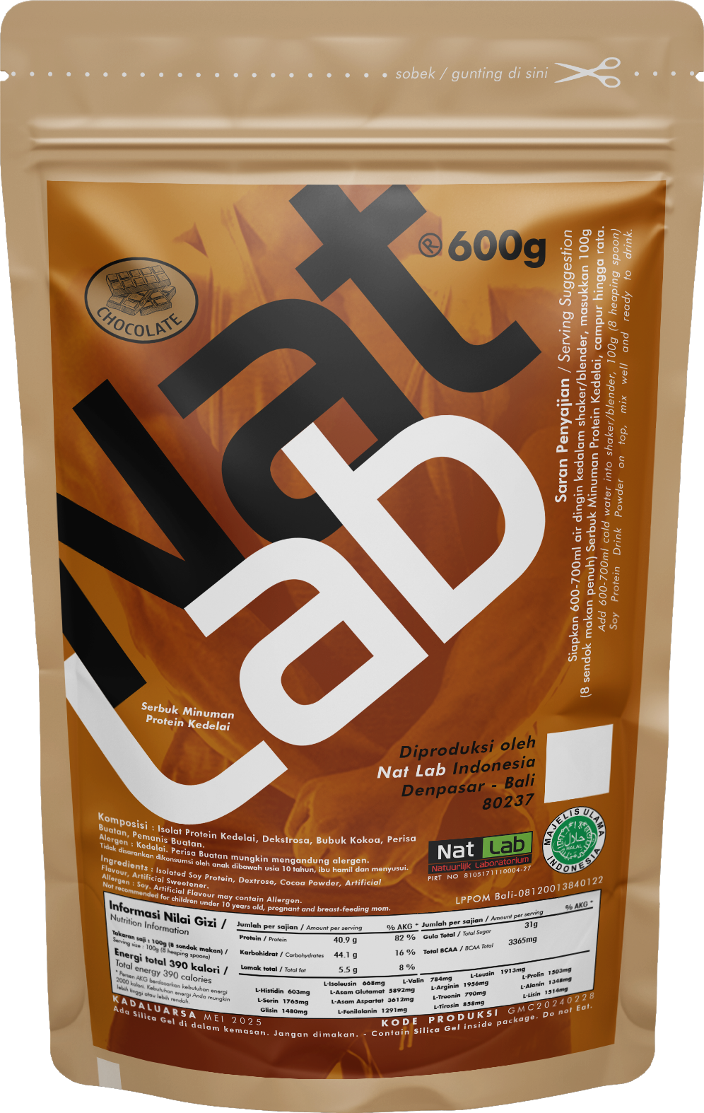 Gainer Maxx Minuman Serbuk Protein Kedelai Rasa Cokelat